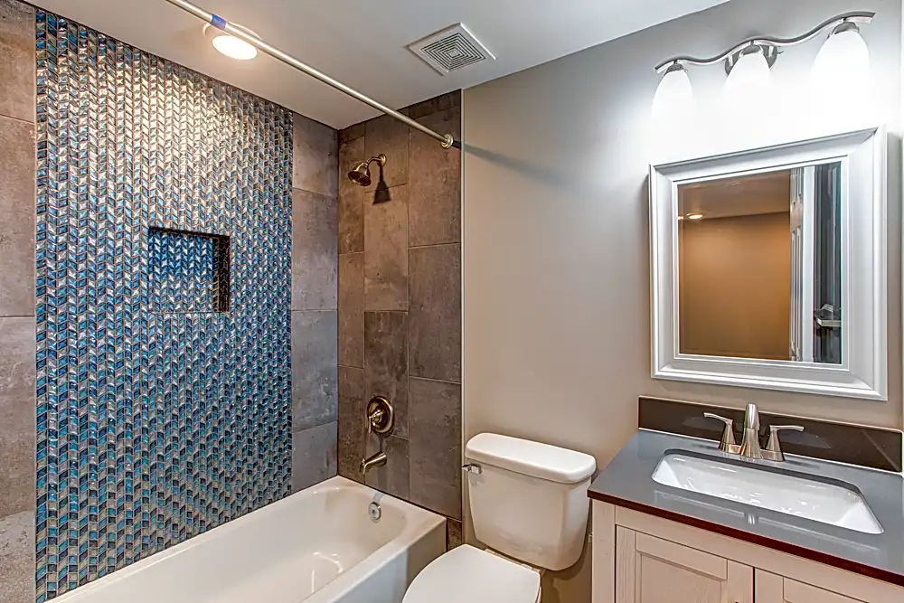 Refreshingly modern bathroom interior at The Ridge Apartments in Marietta, GA