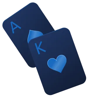 Playing cards with blue hearts and spades symbols on a dark background