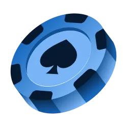 Blue poker chip with spade symbol in the center