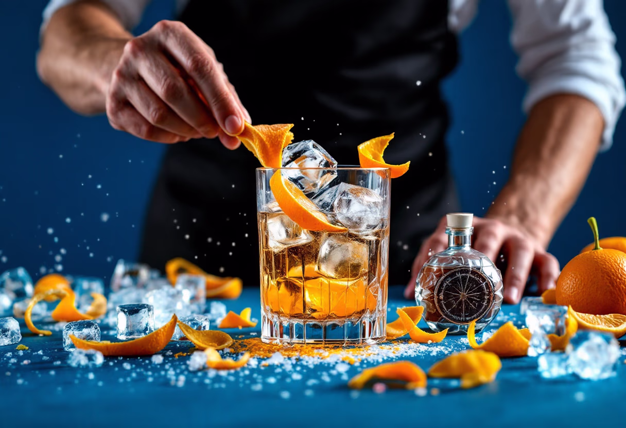 image of cocktail being prepared (for a distillery)