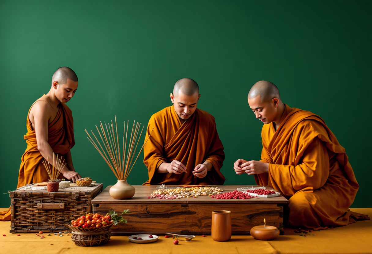 image of ceremony preparation (for a buddhist monasteries & temple)