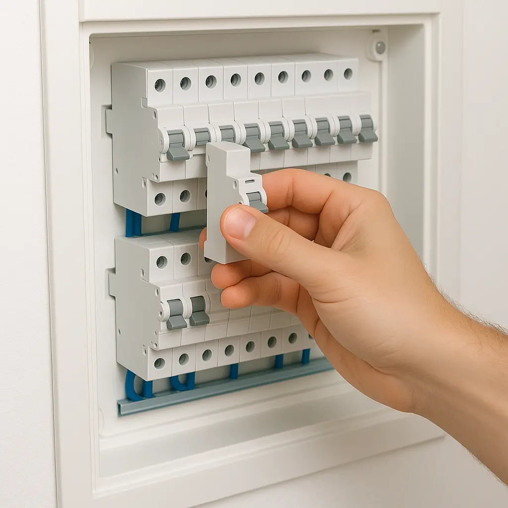 Elektriker monterer sikringsskap