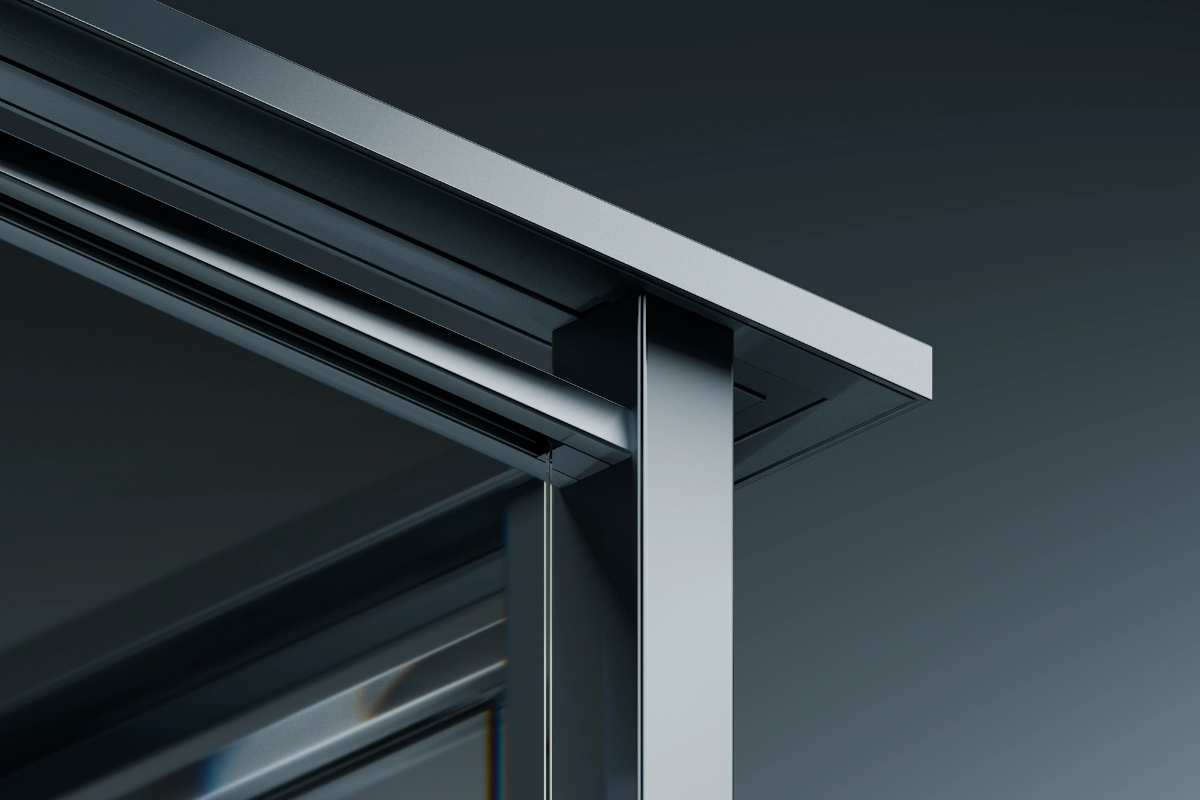 Close-up of Ambassador glass balustrade with side-fixed aluminium post and top rail