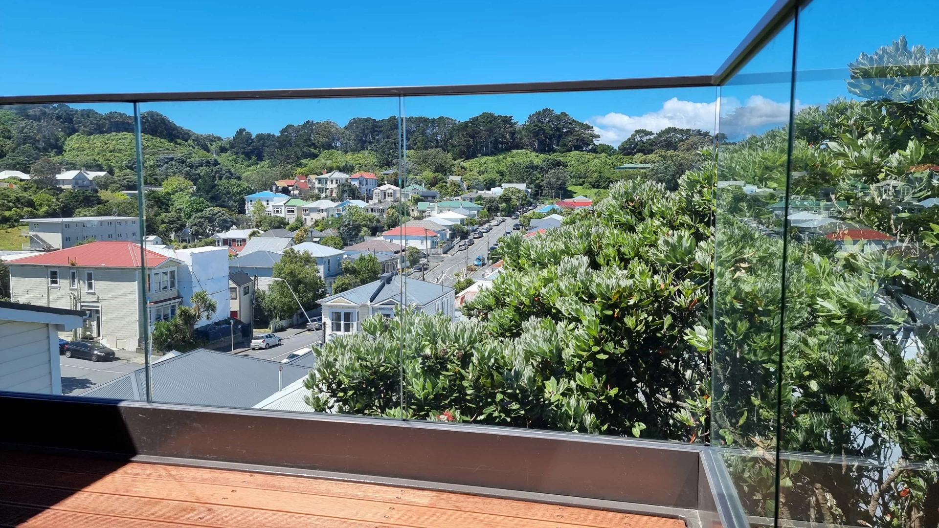 Sovereign glass balustrade installation with frameless panels overlooking a residential balcony