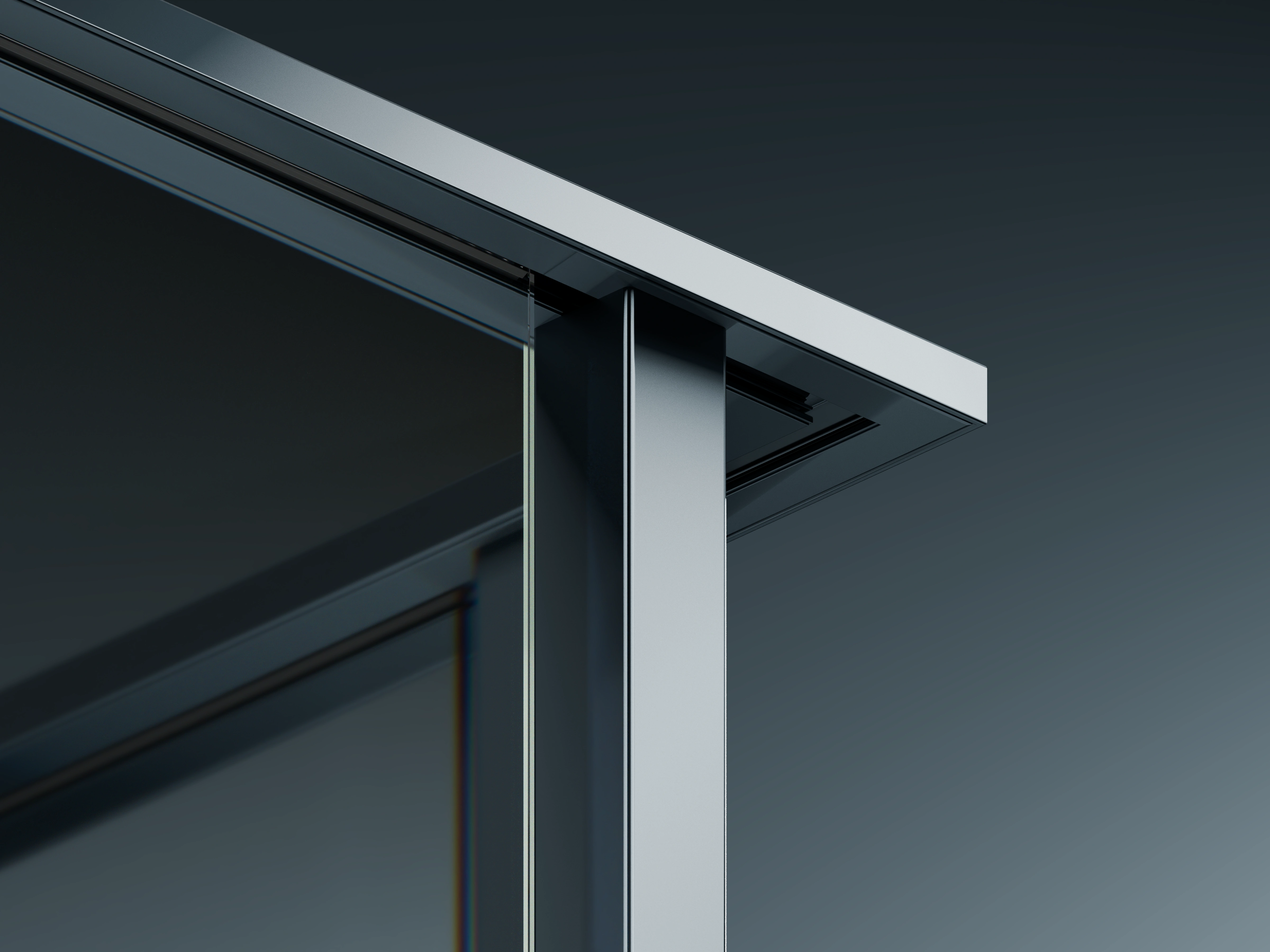 Belcanto Diplomat Attaché Balustrade side fix system with sleek aluminium post and glass panel detail