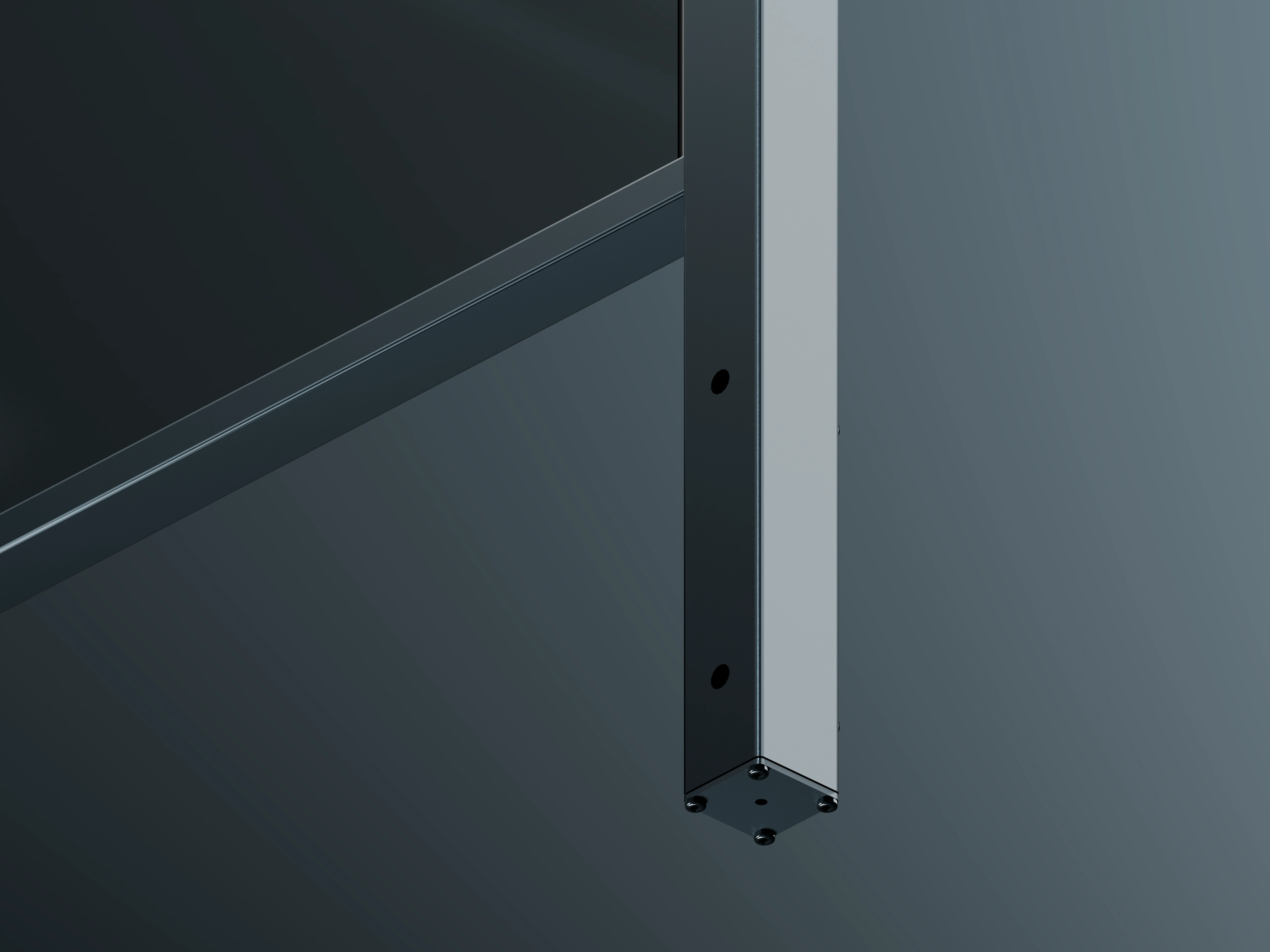 Belcanto Diplomat Attaché Balustrade side mounted fixing detail with minimalist glass balustrade components