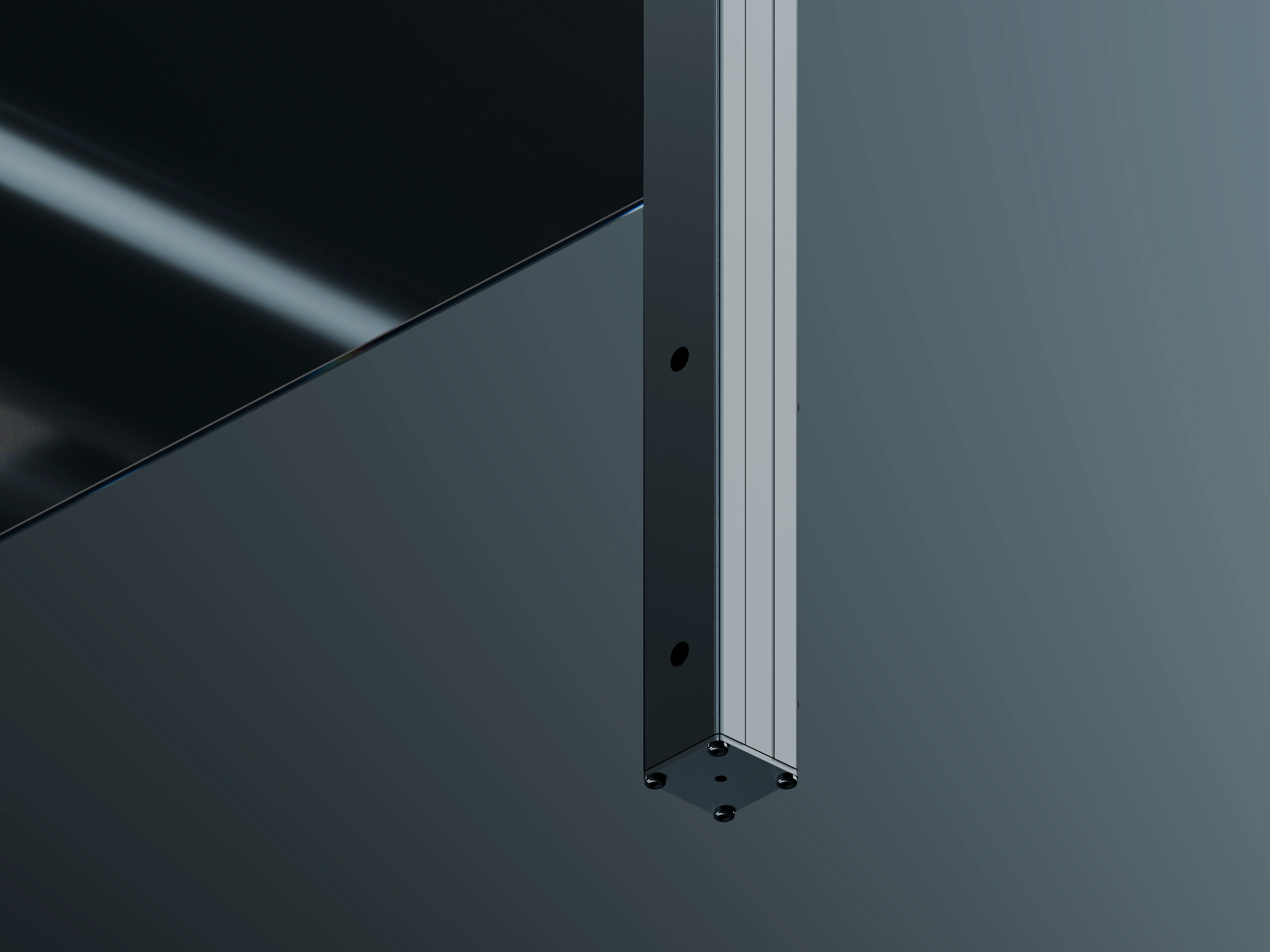 Belcanto Envoy Attaché Balustrade side mounted glass balustrade connection with minimalist aluminium framing