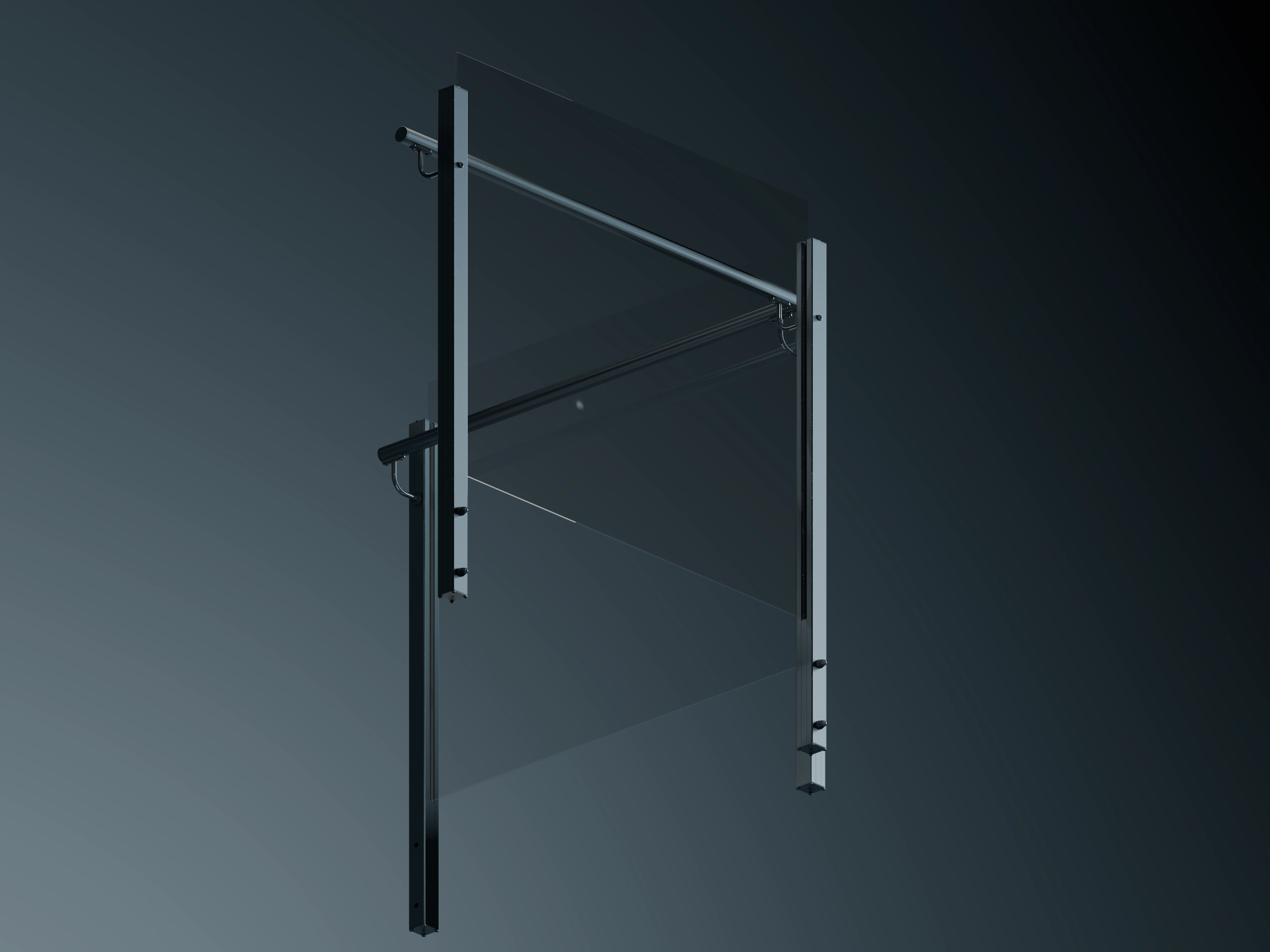 Detailed view of Belcanto Envoy Attaché Balustrade side fix bracket and aluminium post installation