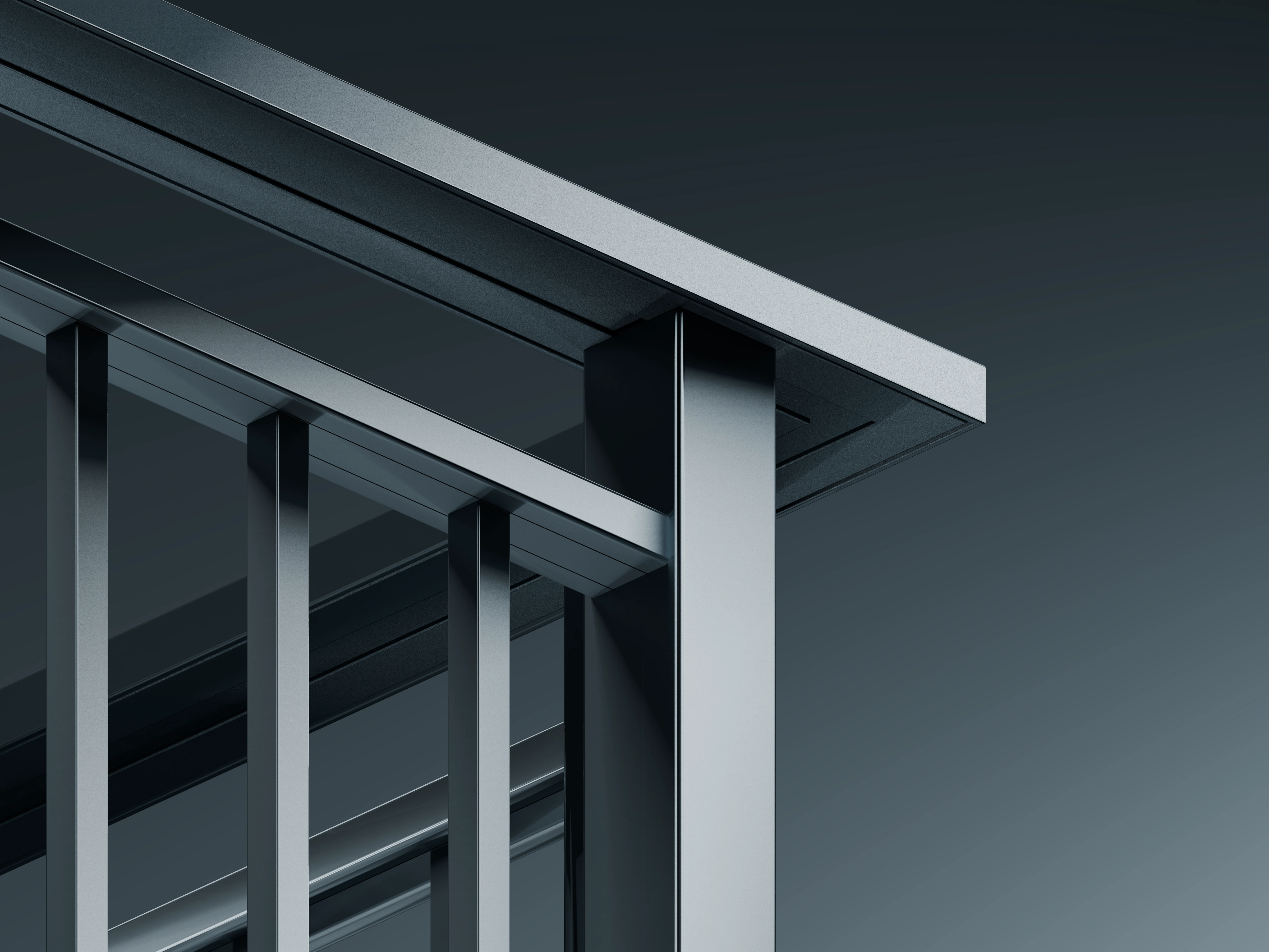 Belcanto Baron Attaché Balustrade side fix system with sleek aluminium framing and glass panels