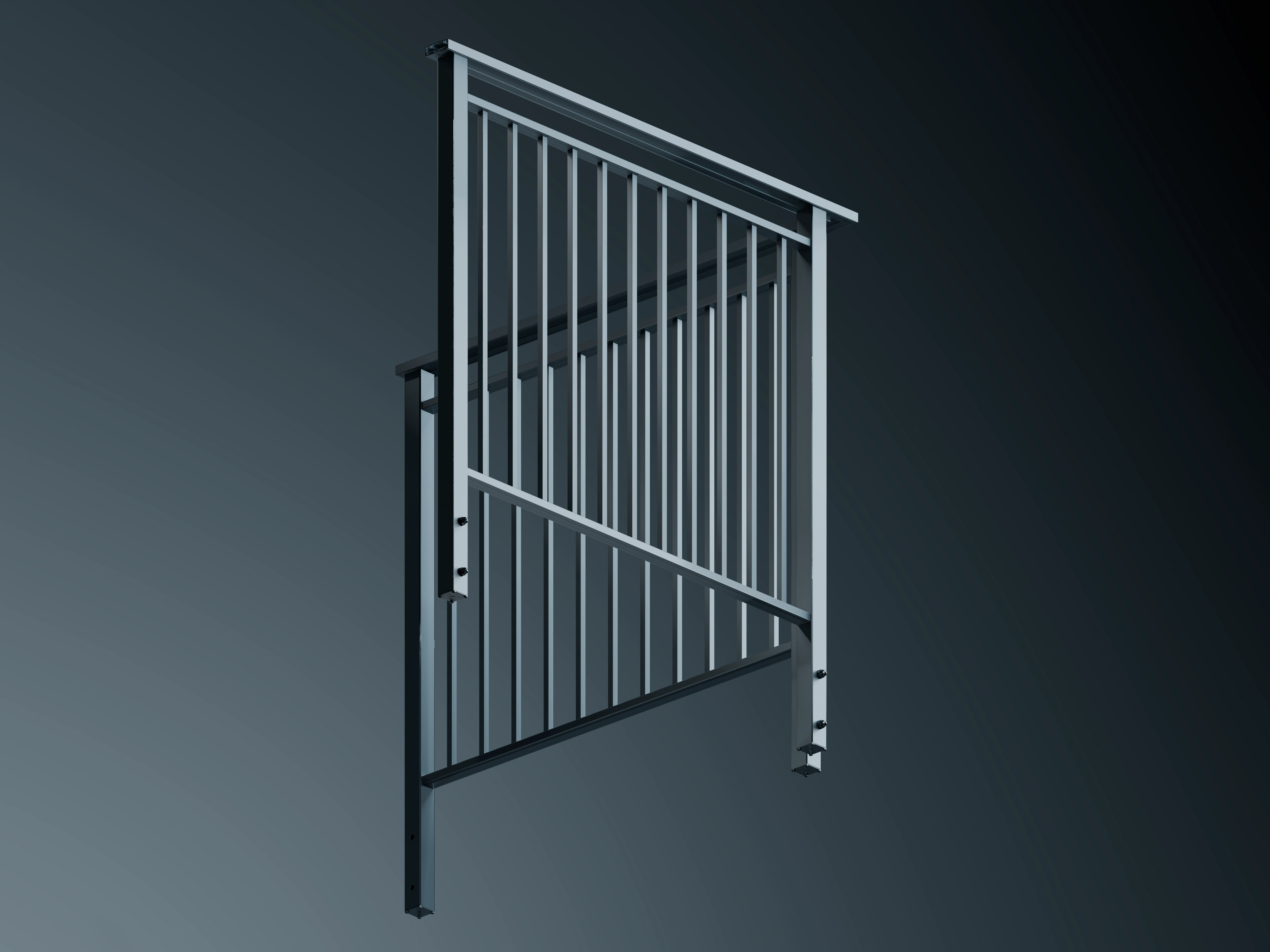 Belcanto Baron Sidefix Grappler Balconies with vertical aluminium balustrade