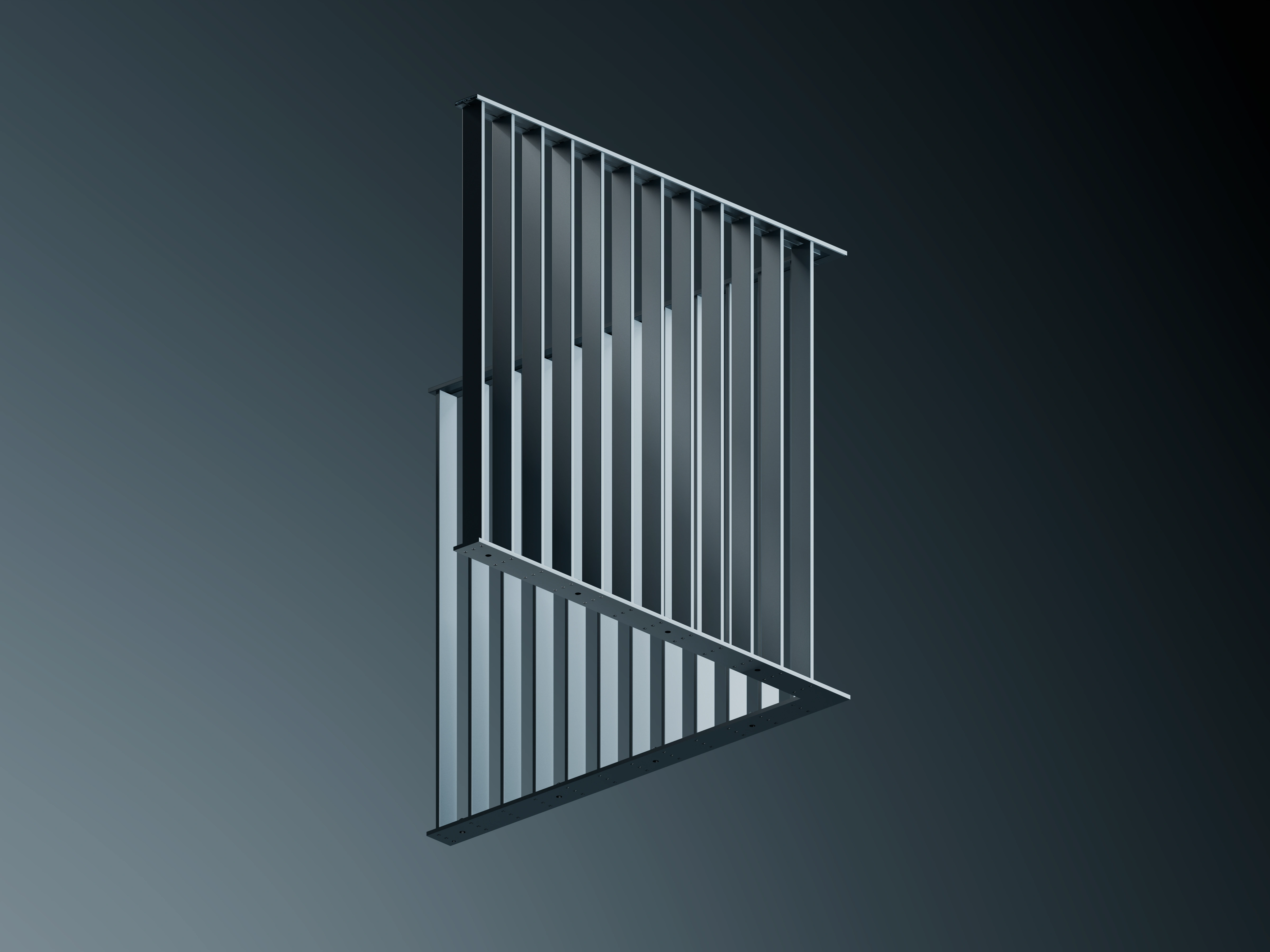Belcanto Emissary Topfix Grappler Balconies with vertical aluminium balustrade