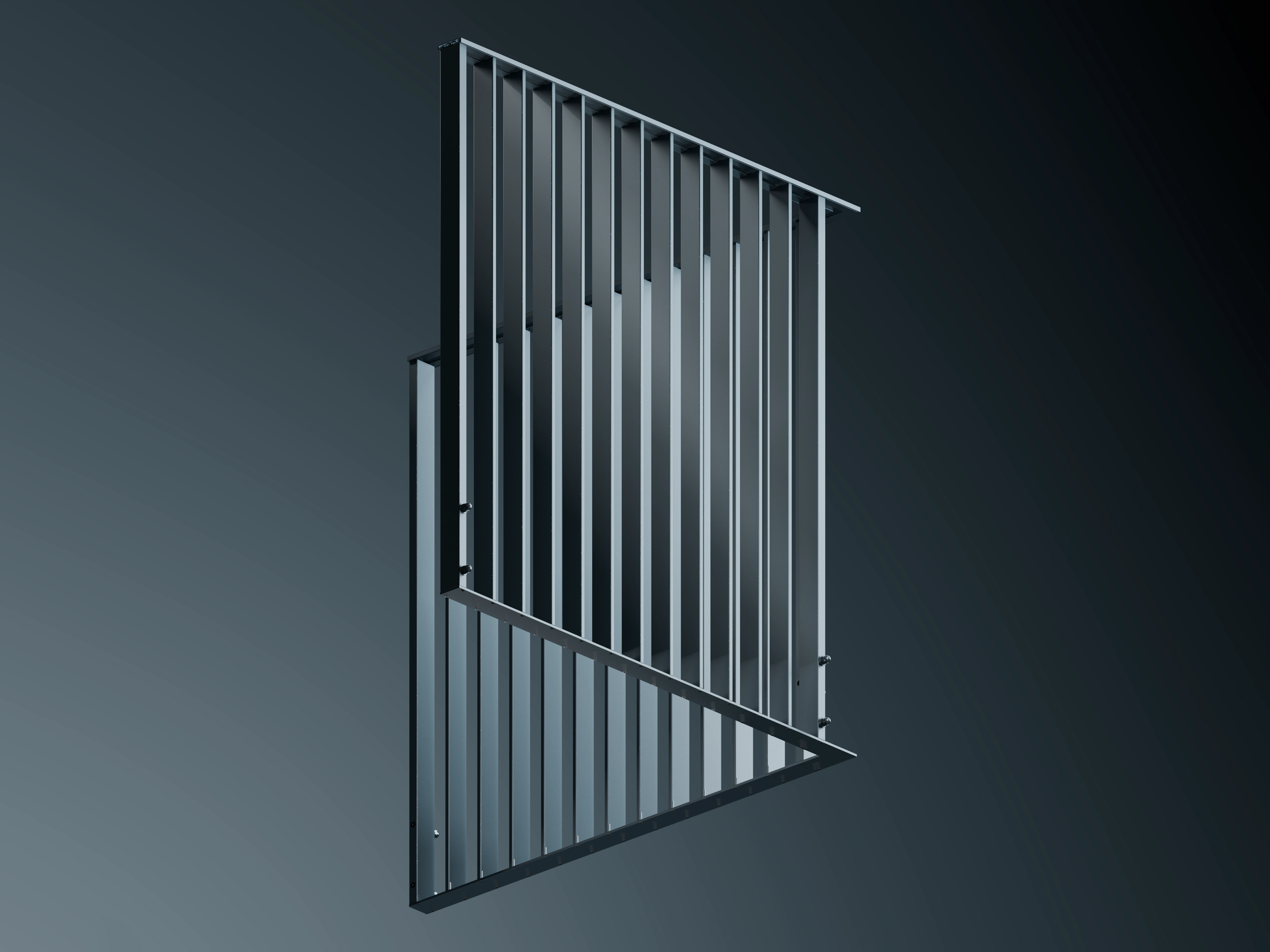 Belcanto Premier Sidefix Grappler Balconies with vertical aluminium slat balustrade system