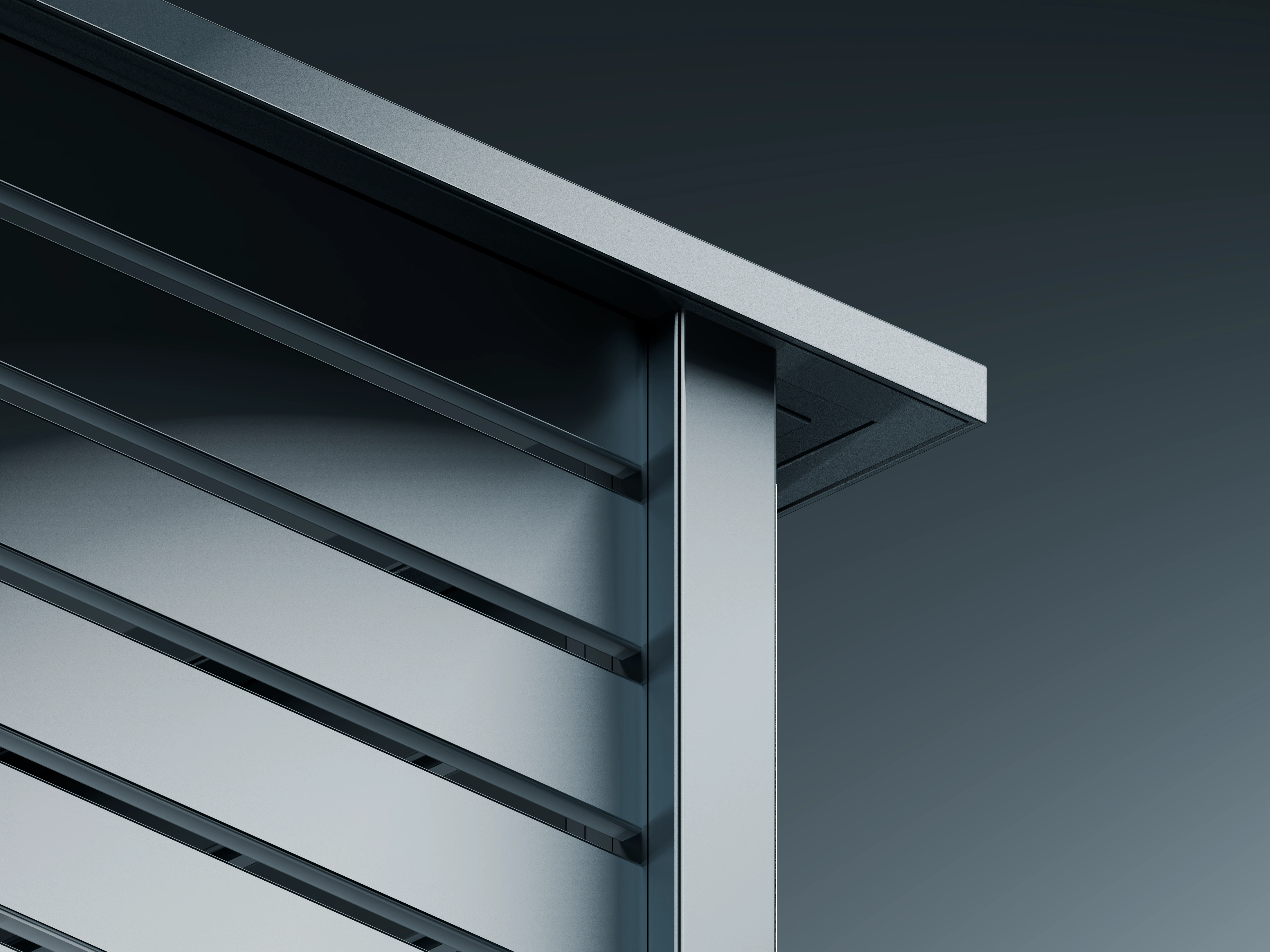 Cipher side-fix aluminium balustrade system with horizontal rails and sleek silver finish