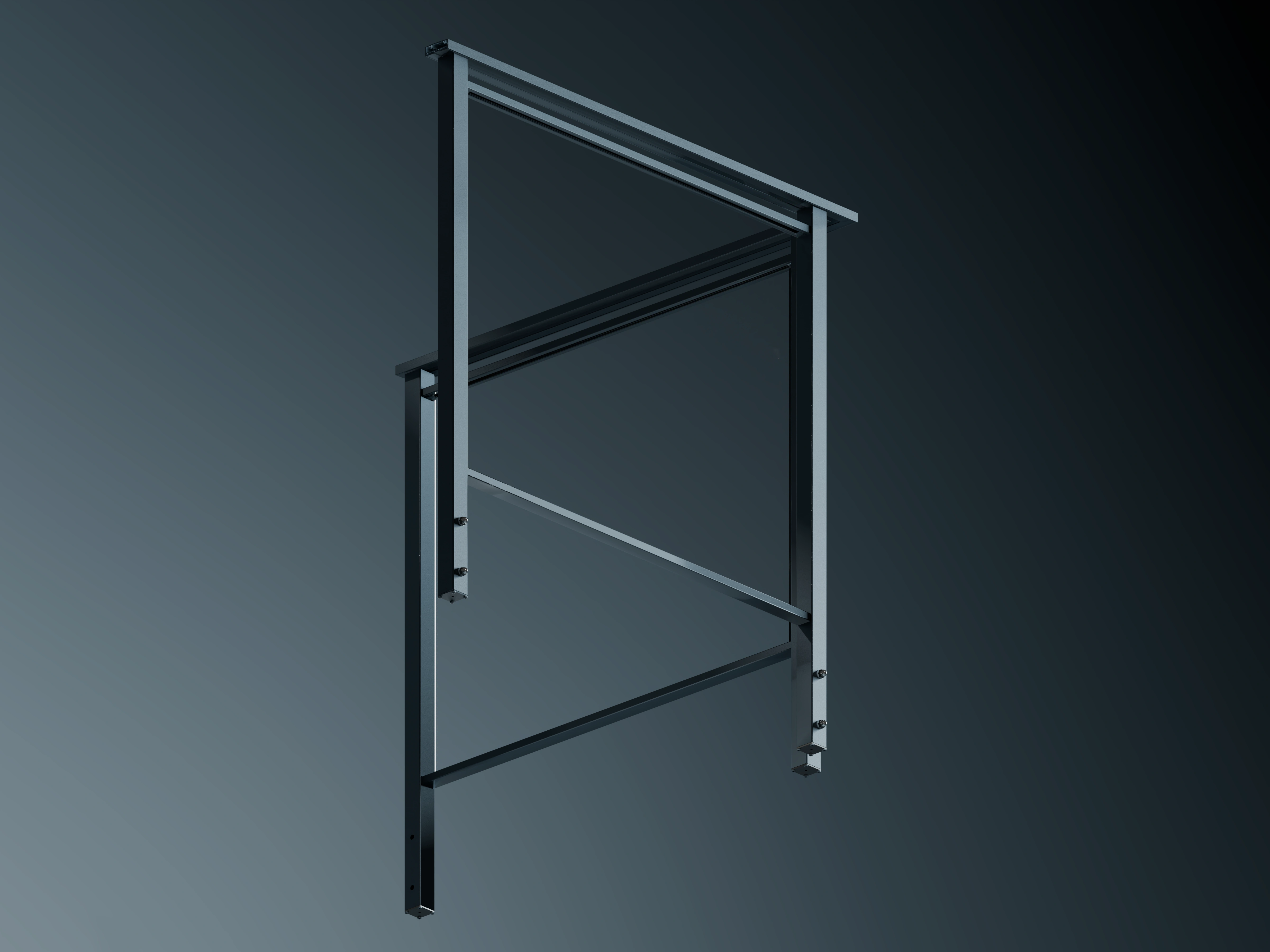 Belcanto Ambassador Side-Fix balcony system with aluminium frame and clear glass panel