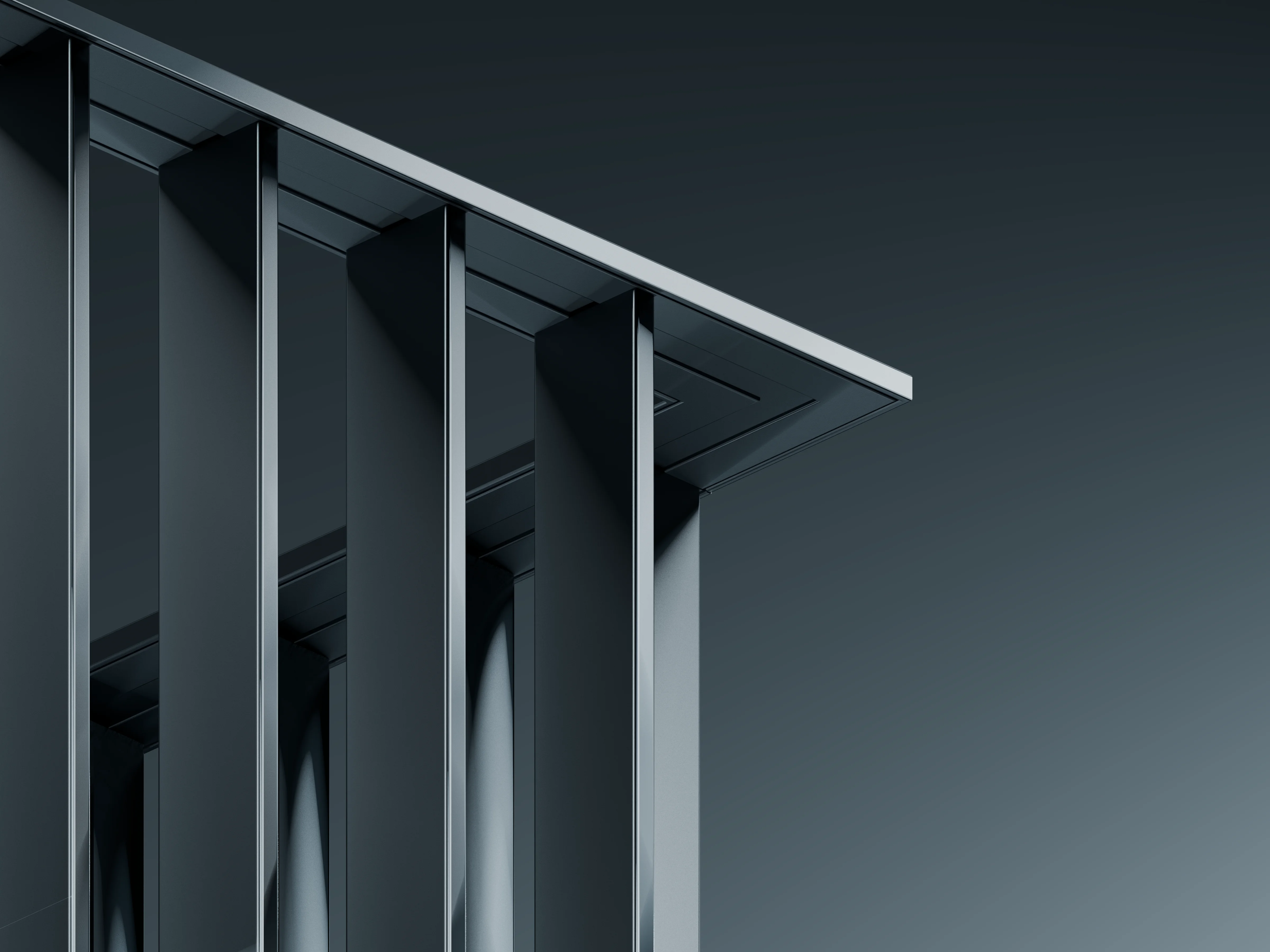 Close-up of the Belcanto Affinity balustrade featuring slim vertical aluminium fins and a streamlined top rail.