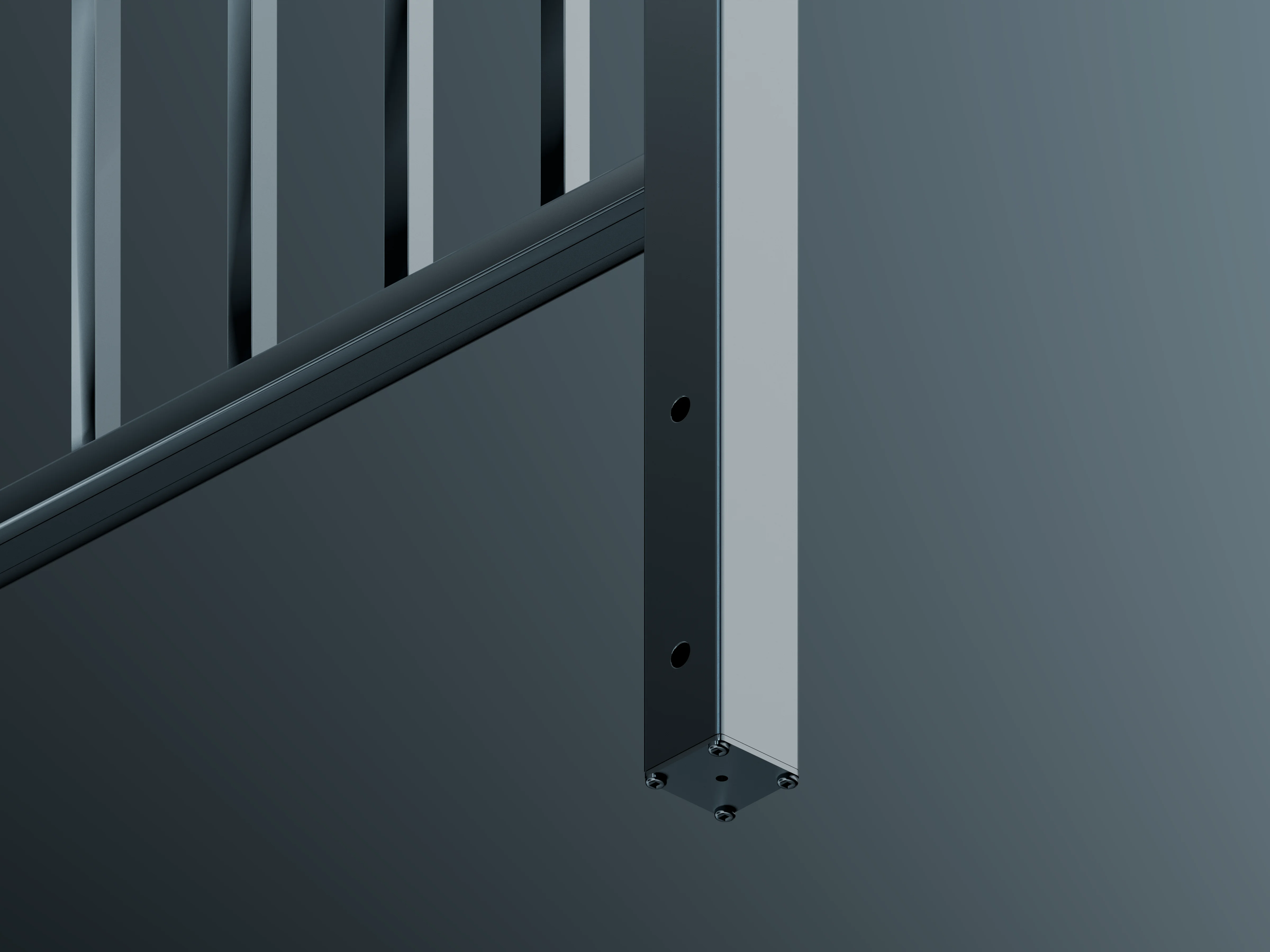 Belcanto Alliance Sidefix balustrade showing side-mounted post fixing detail