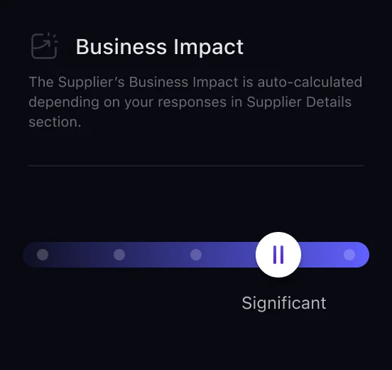 CoreSeenity Business Impact rating for supplier risk assessment