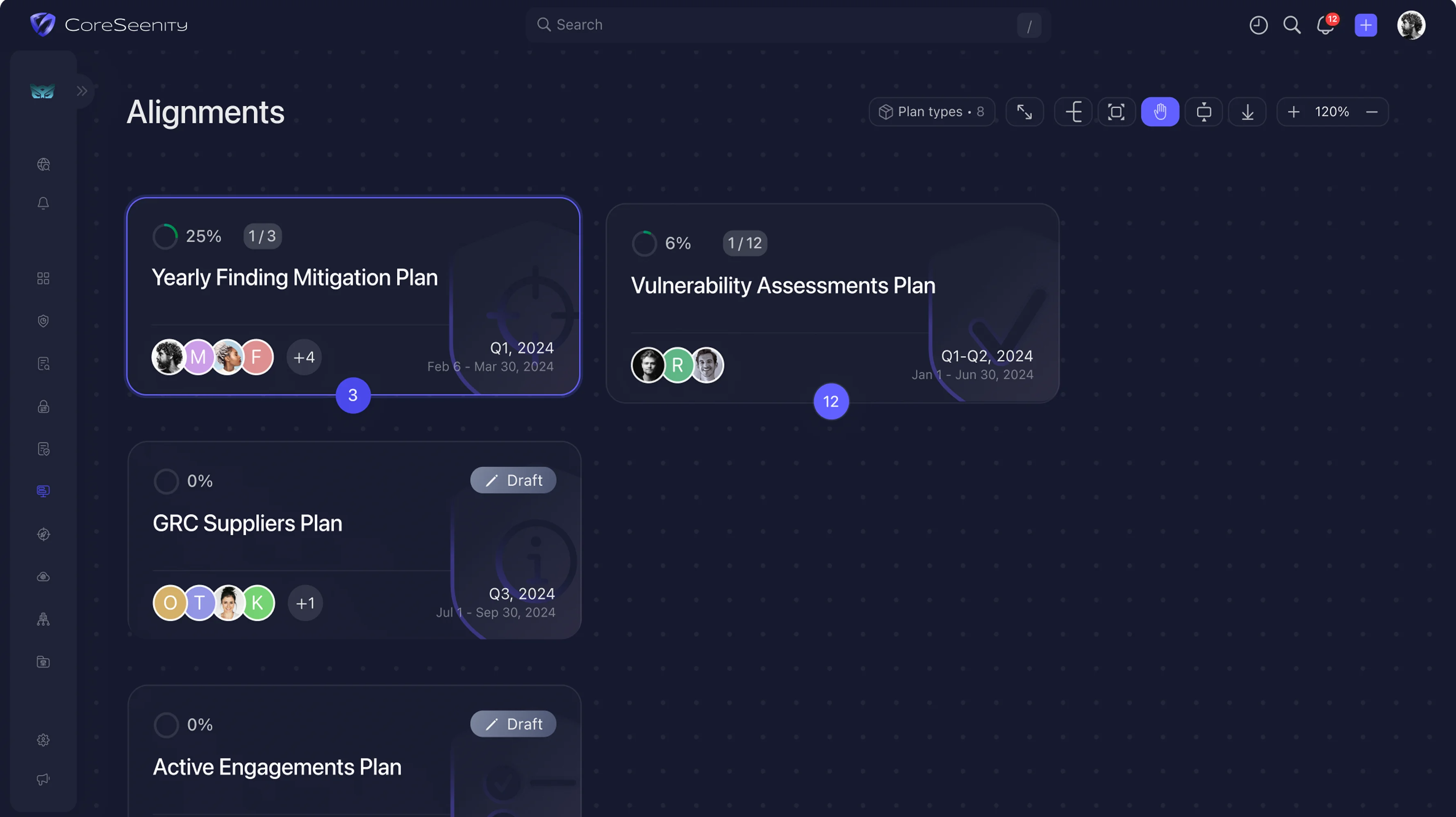 CoreSeenity Workload Management alignments map of plan dependencies