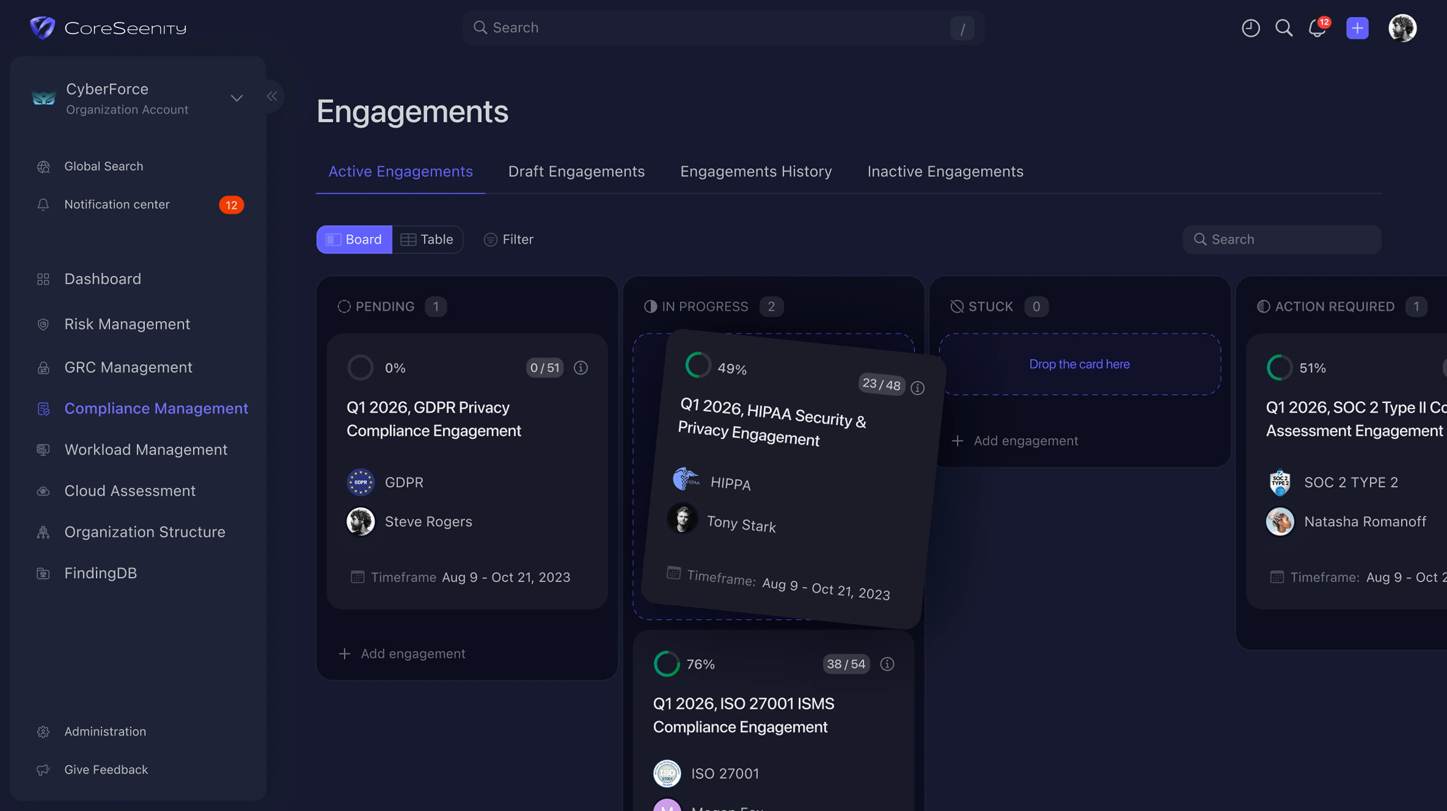 CoreSeenity Compliance Management engagement overview