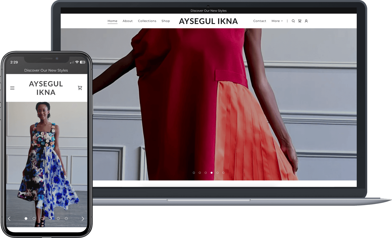 fashion homepage on mobile and laptop