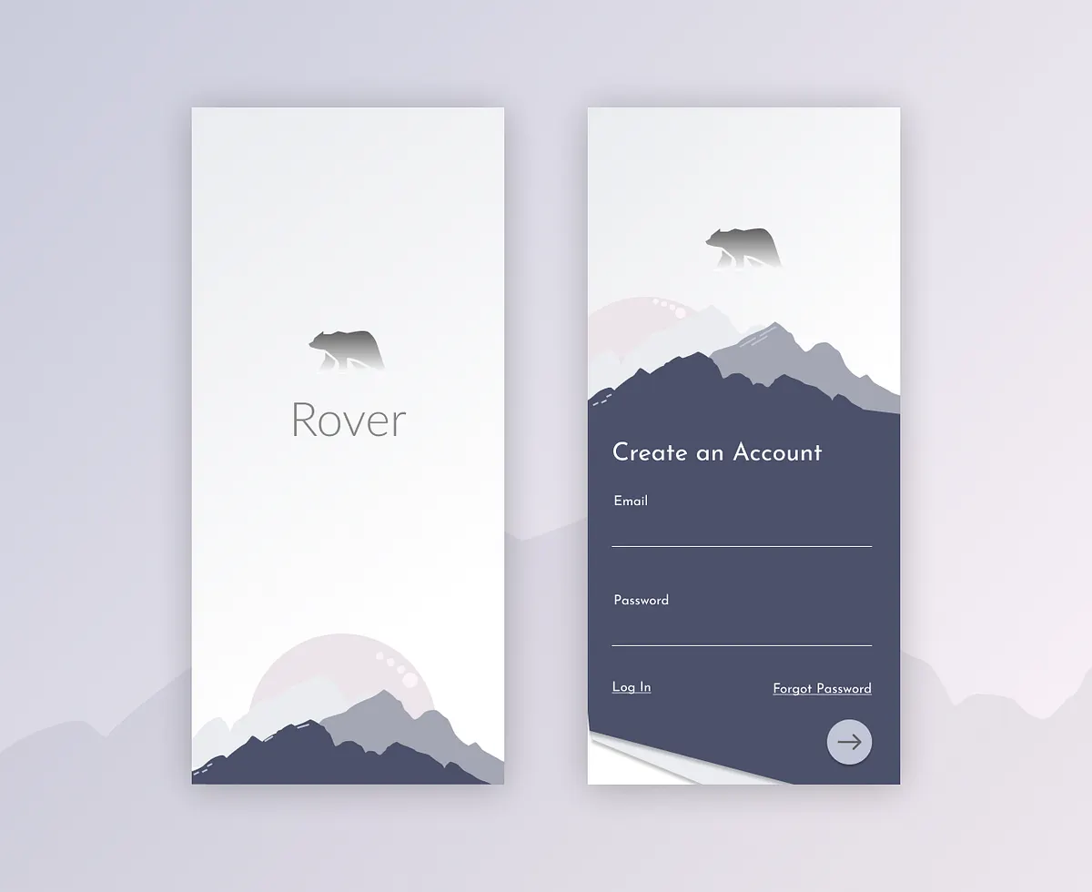 2 sign up screens mobile