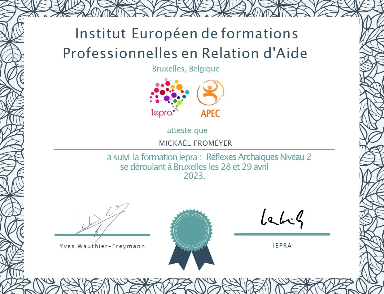 Attestation iepra - Reflexes Archaiques - Niveau 2