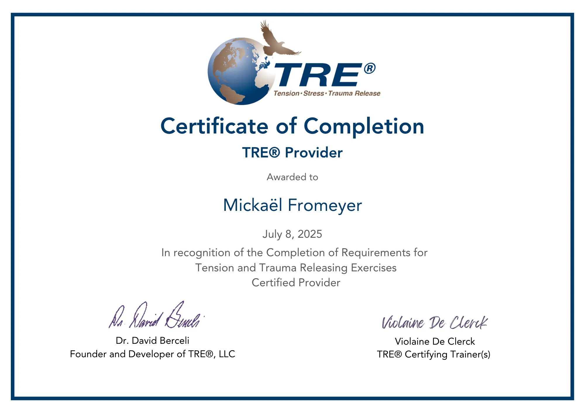 Certification TRE Provider