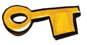 Graphic icon of a key