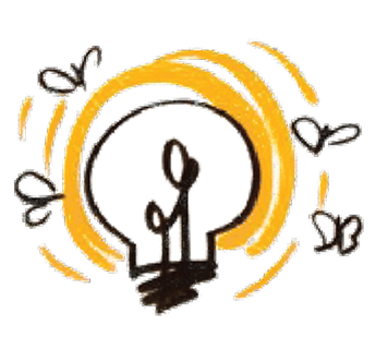 Graphic icon of a lightbulb 