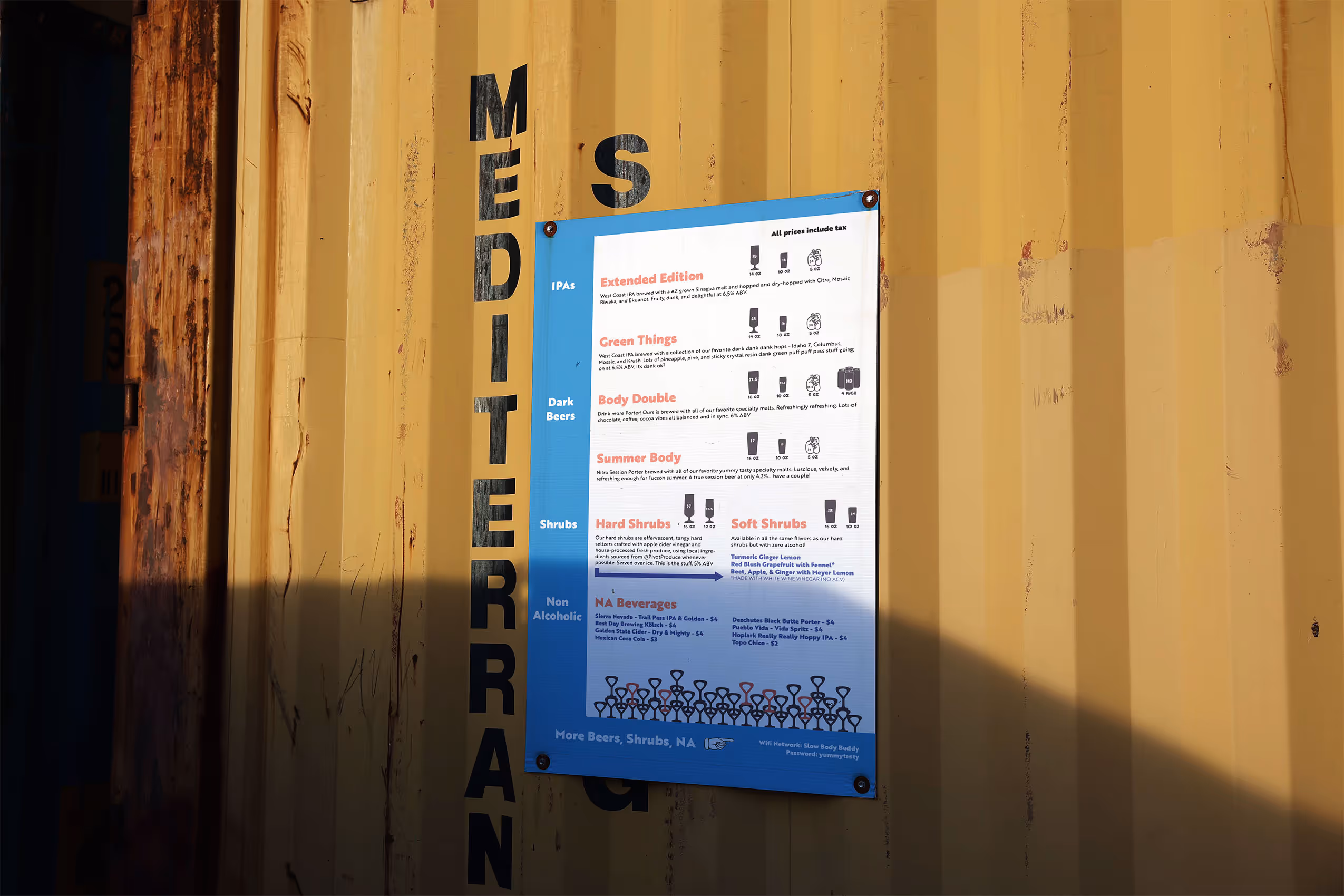 print menu on metal shipping container