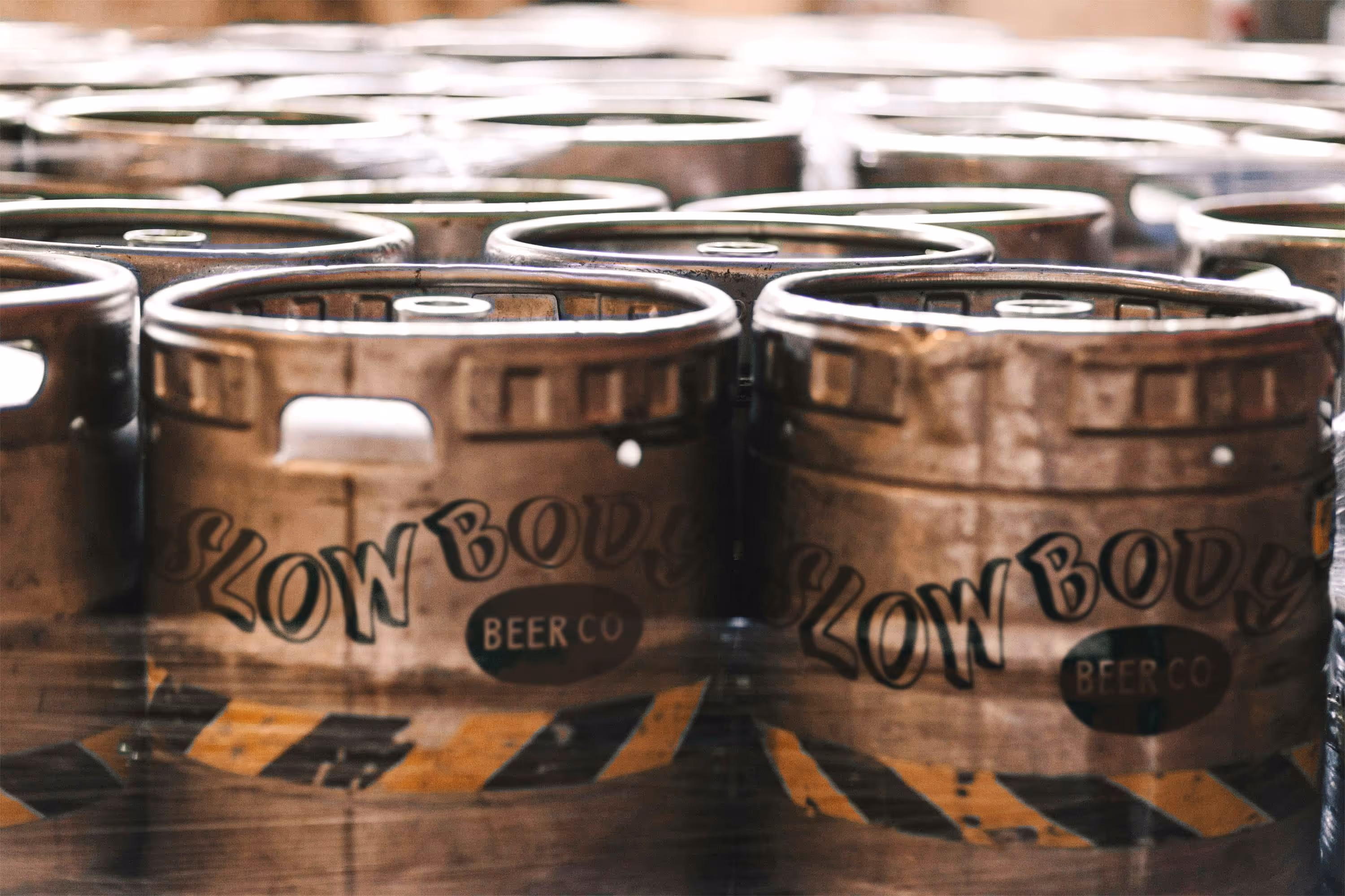 beer kegs in a brewery