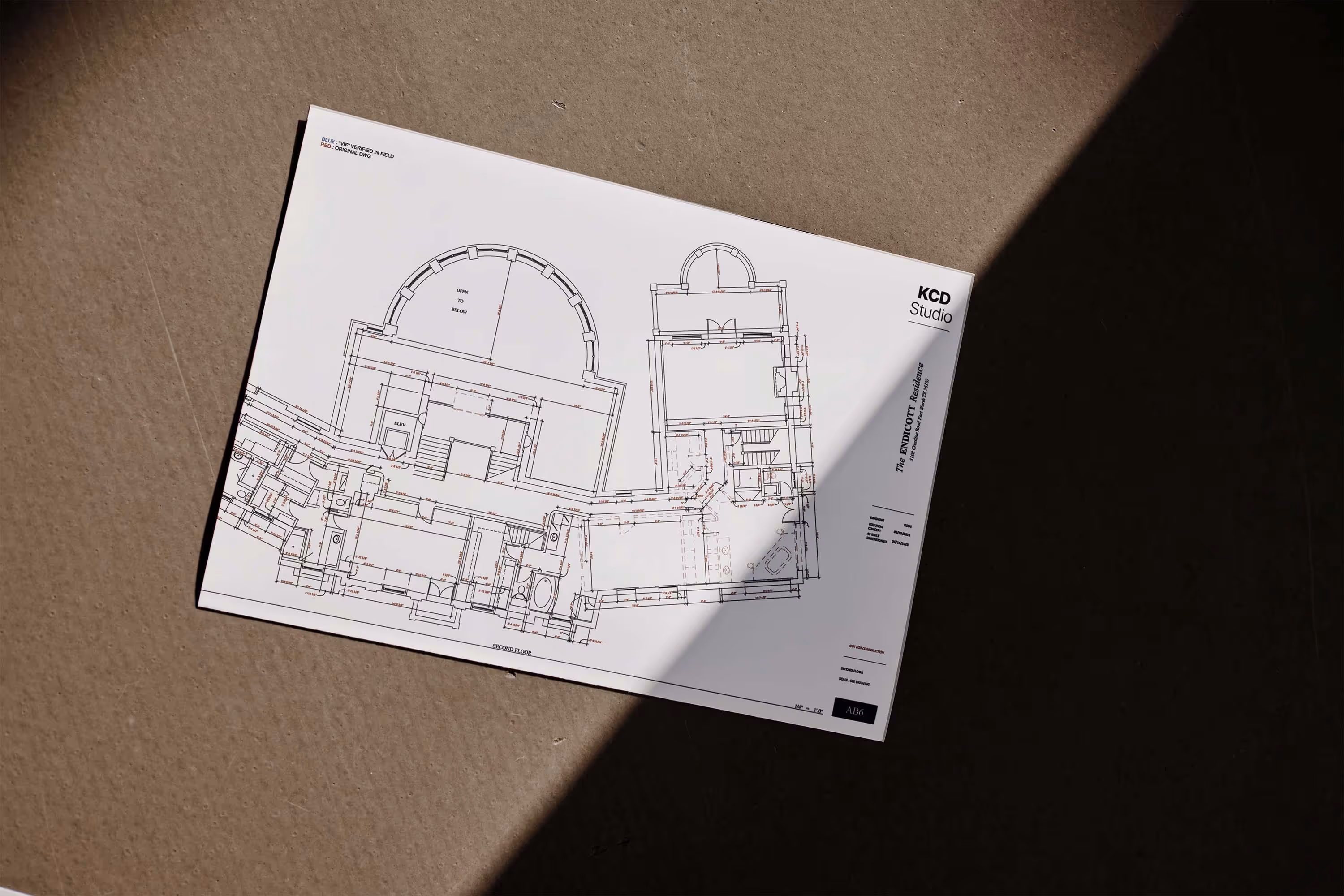 architectural drawing set on table