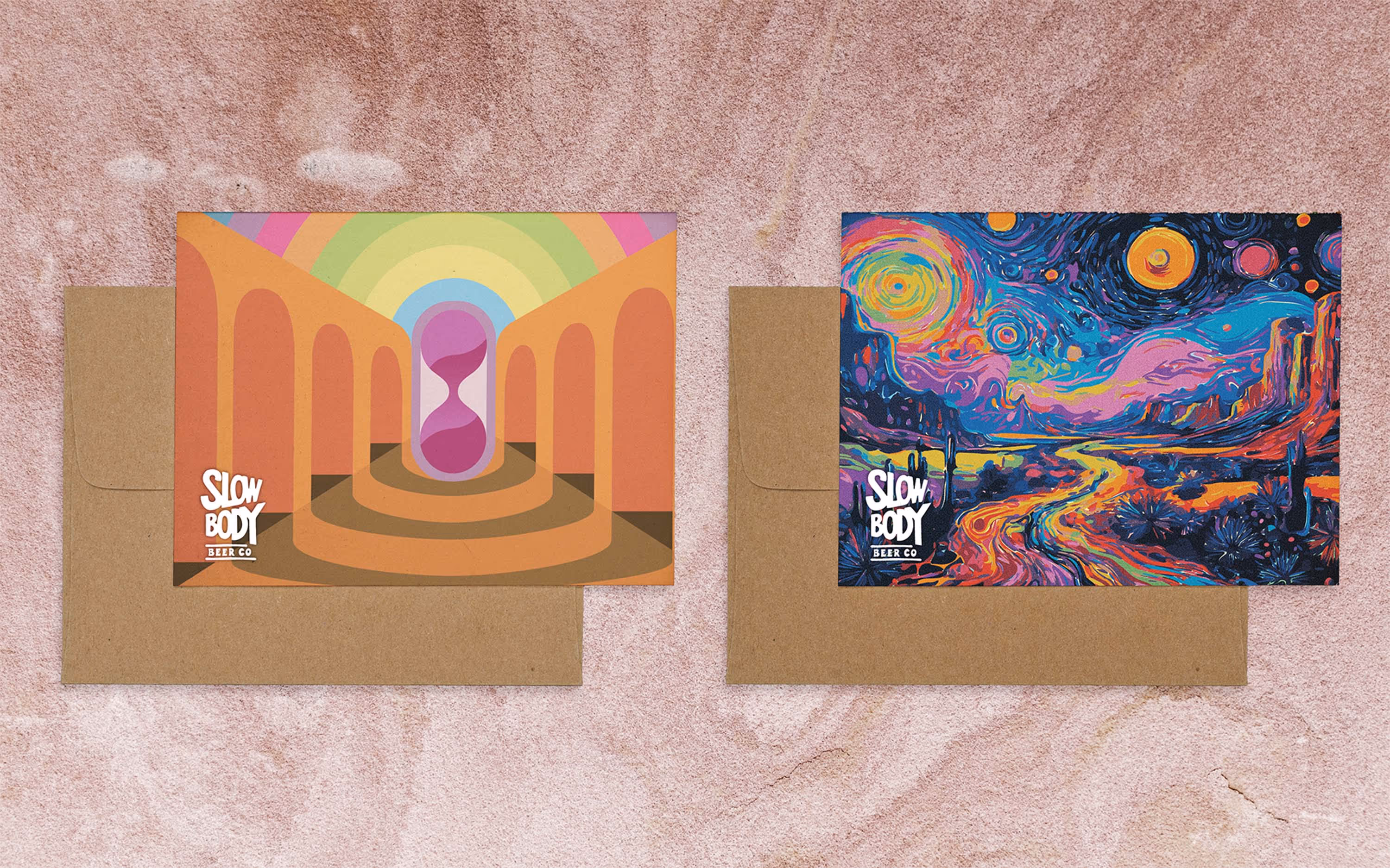 2 post cards with envelopes 