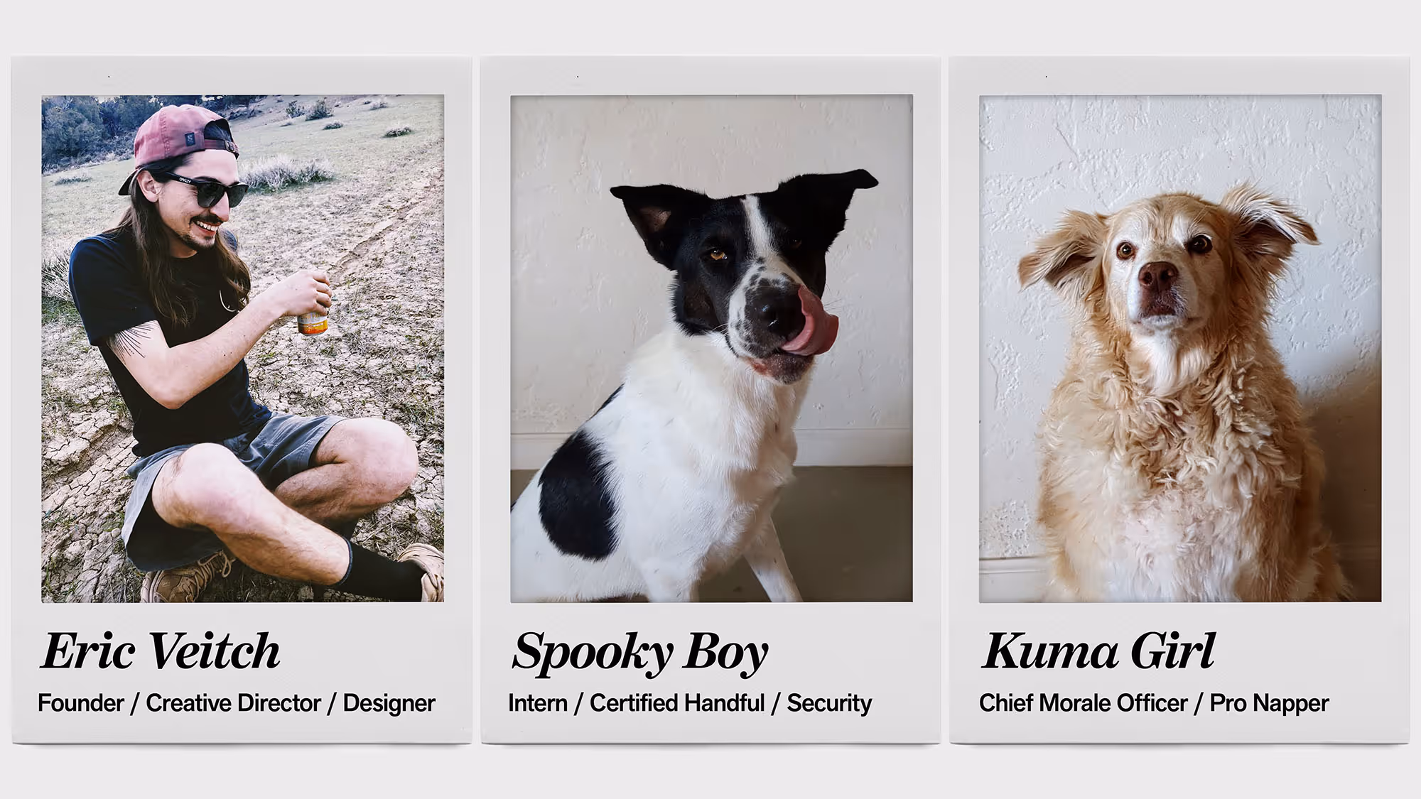 a man and his 2 dogs