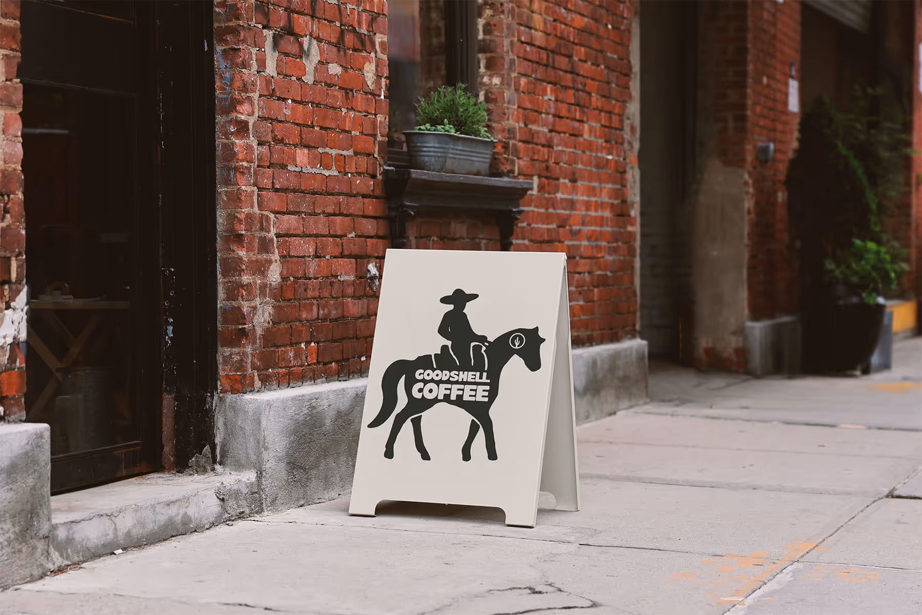 a frame sign for coffee company