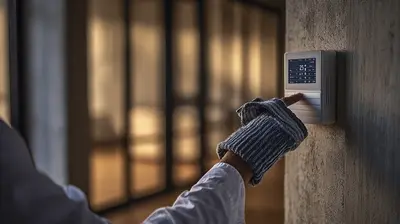 Close-up of hand adjusting smart HVAC thermostat for home energy efficiency.