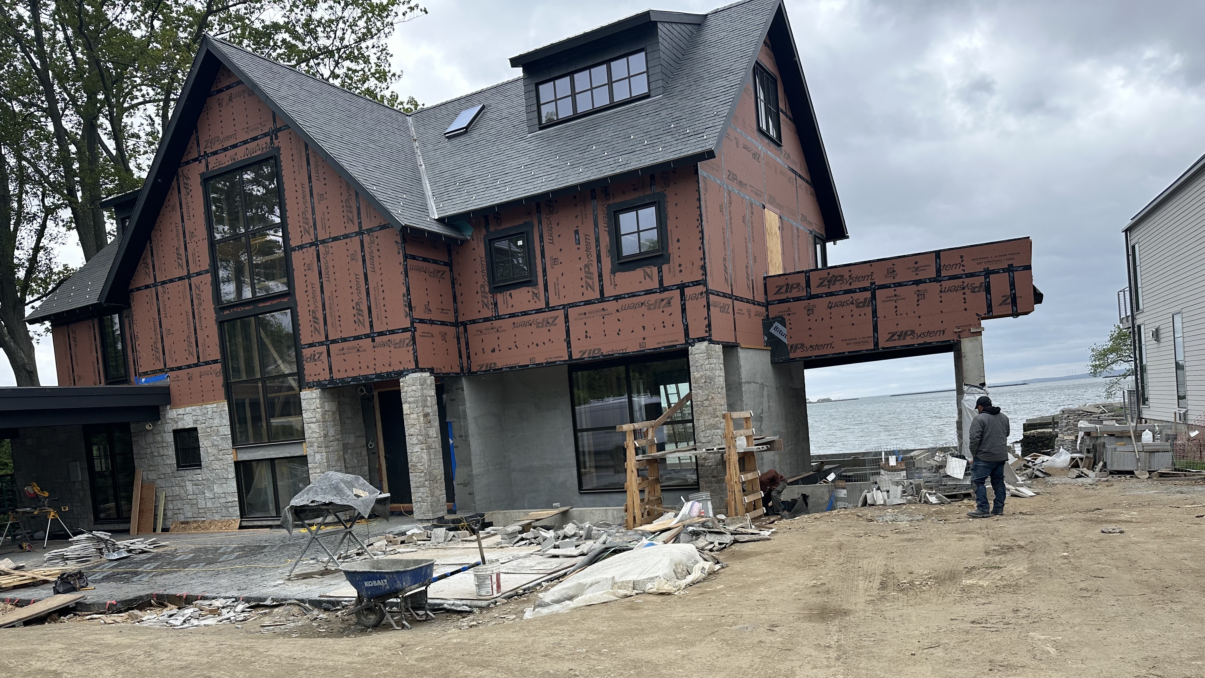 Modern house in Greenwich CT during residential HVAC installation by Yukos Mechanical
