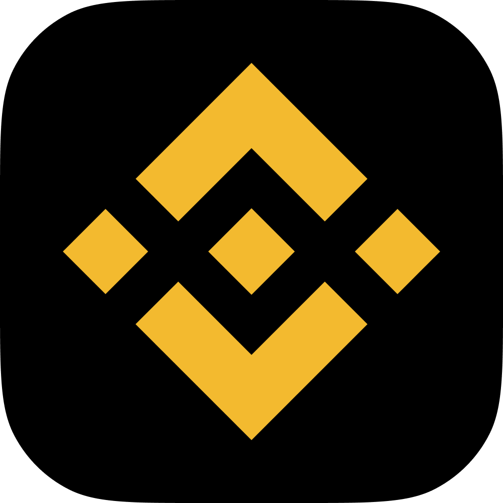 Yellow Binance cryptocurrency exchange logo on a black background.