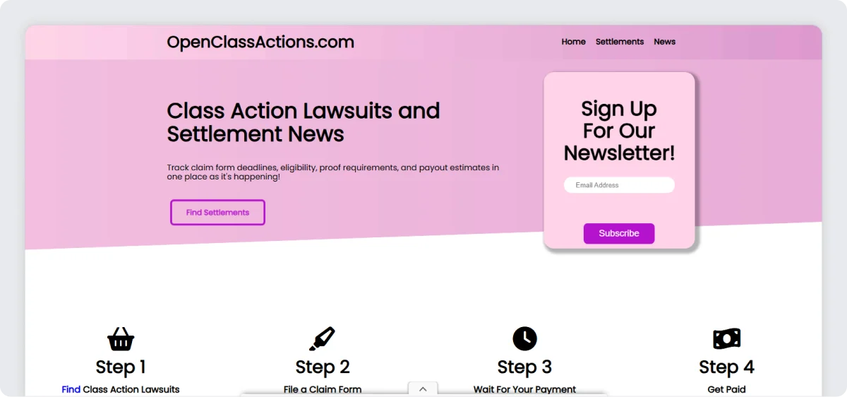 openclassactions-homepage