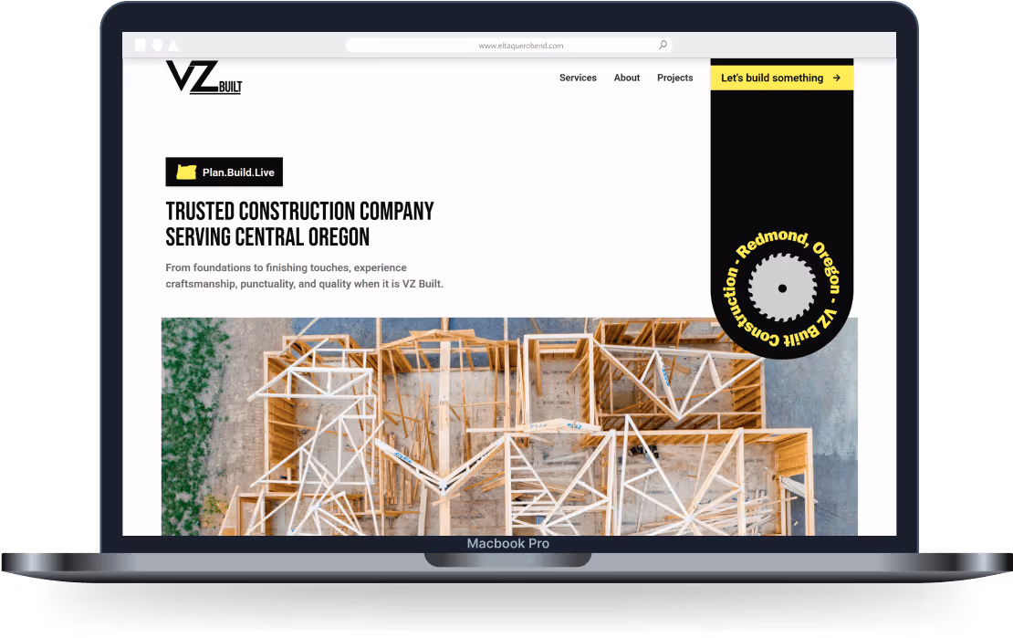 Laptop displyaing a website designed by Thorne Desgon Studio in Redmond, Oregon.