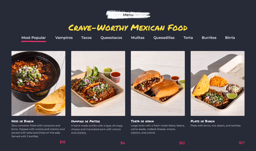 Beautiful image of the Mexican cuisine served at El Taquero Bend, Oregon