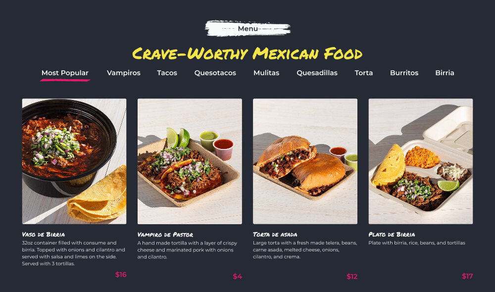 Beautiful image of the Mexican cuisine served at El Taquero Bend, Oregon