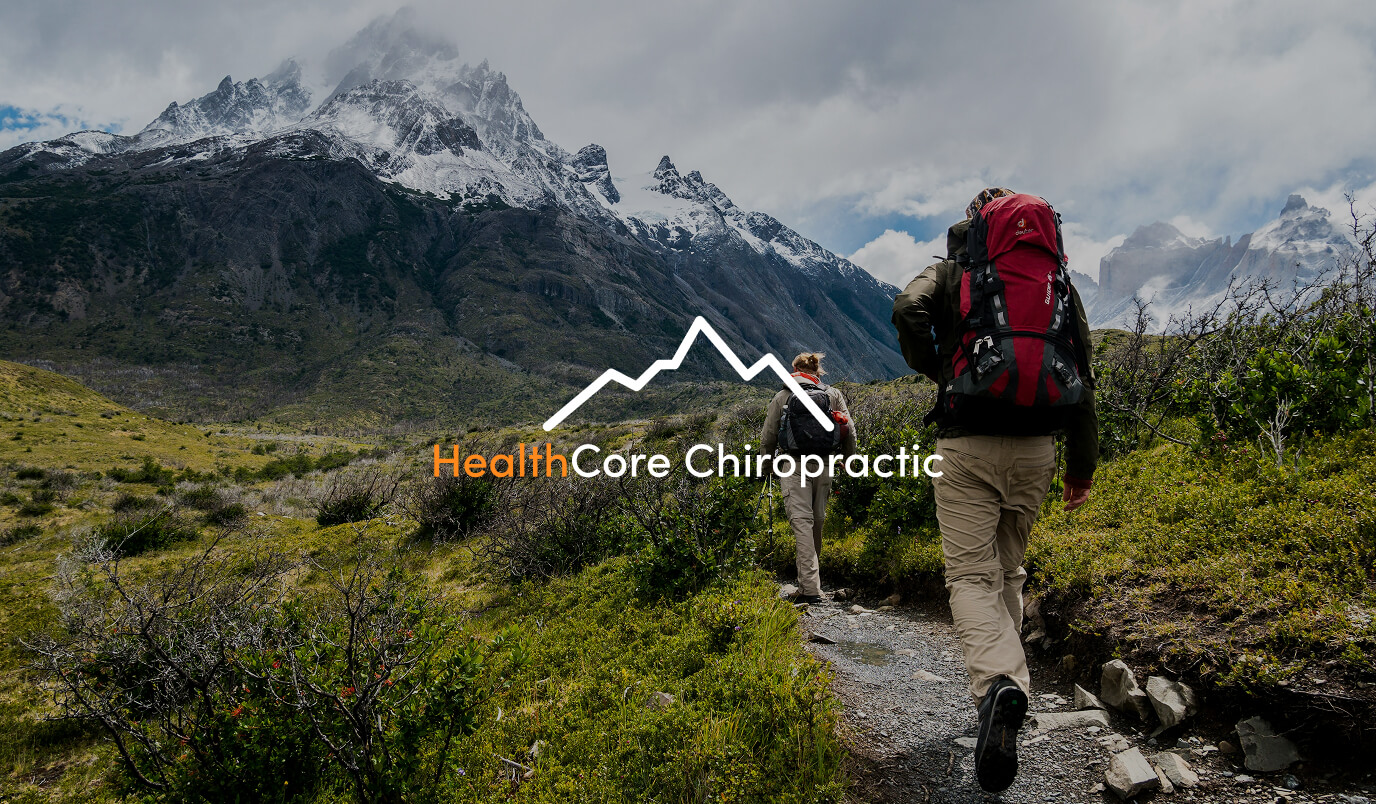HealthCore Chiropractic & Rehab project thumbnail with hikers and logo