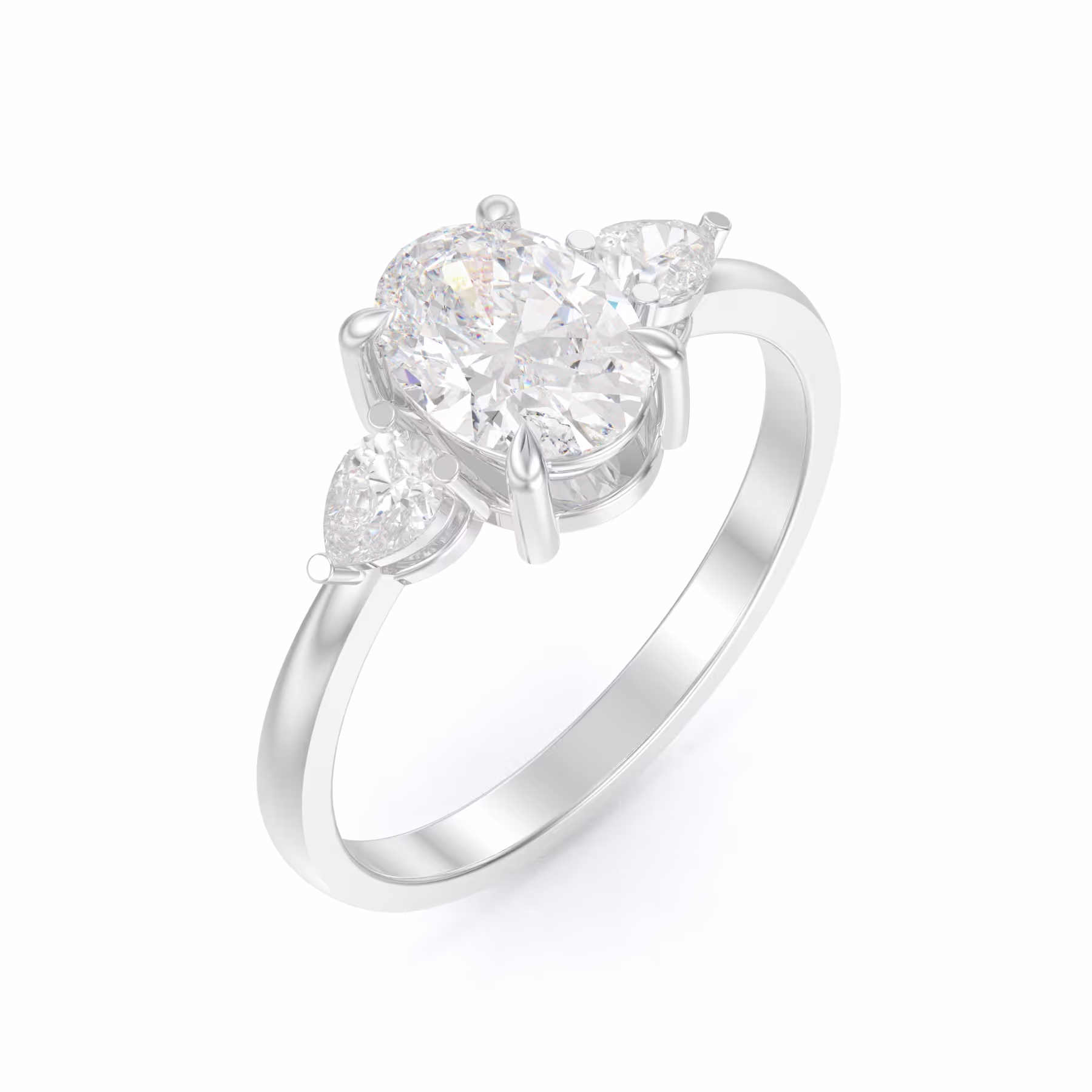 3-Stone Oval Đá Moissanite