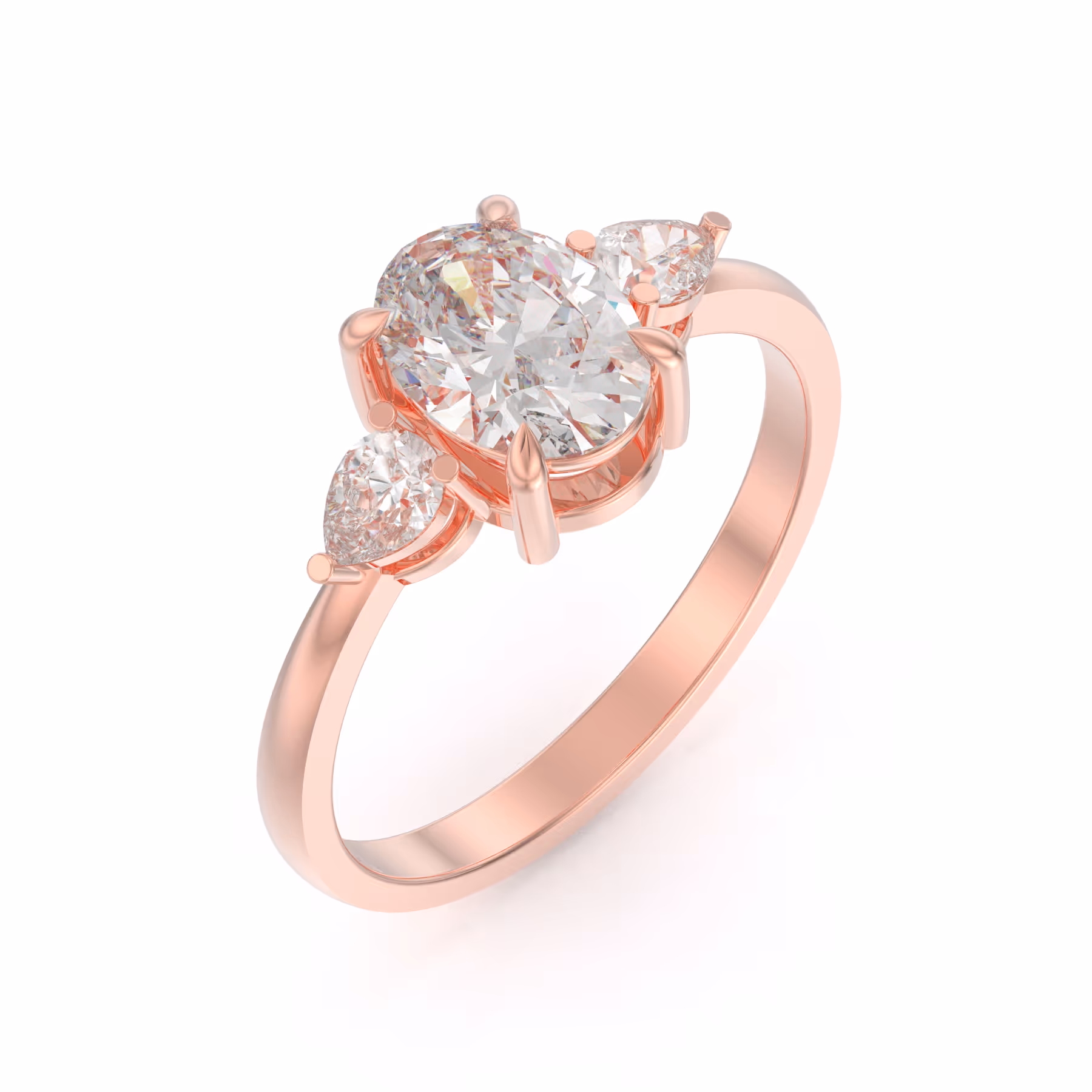 3-Stone Oval Đá Moissanite