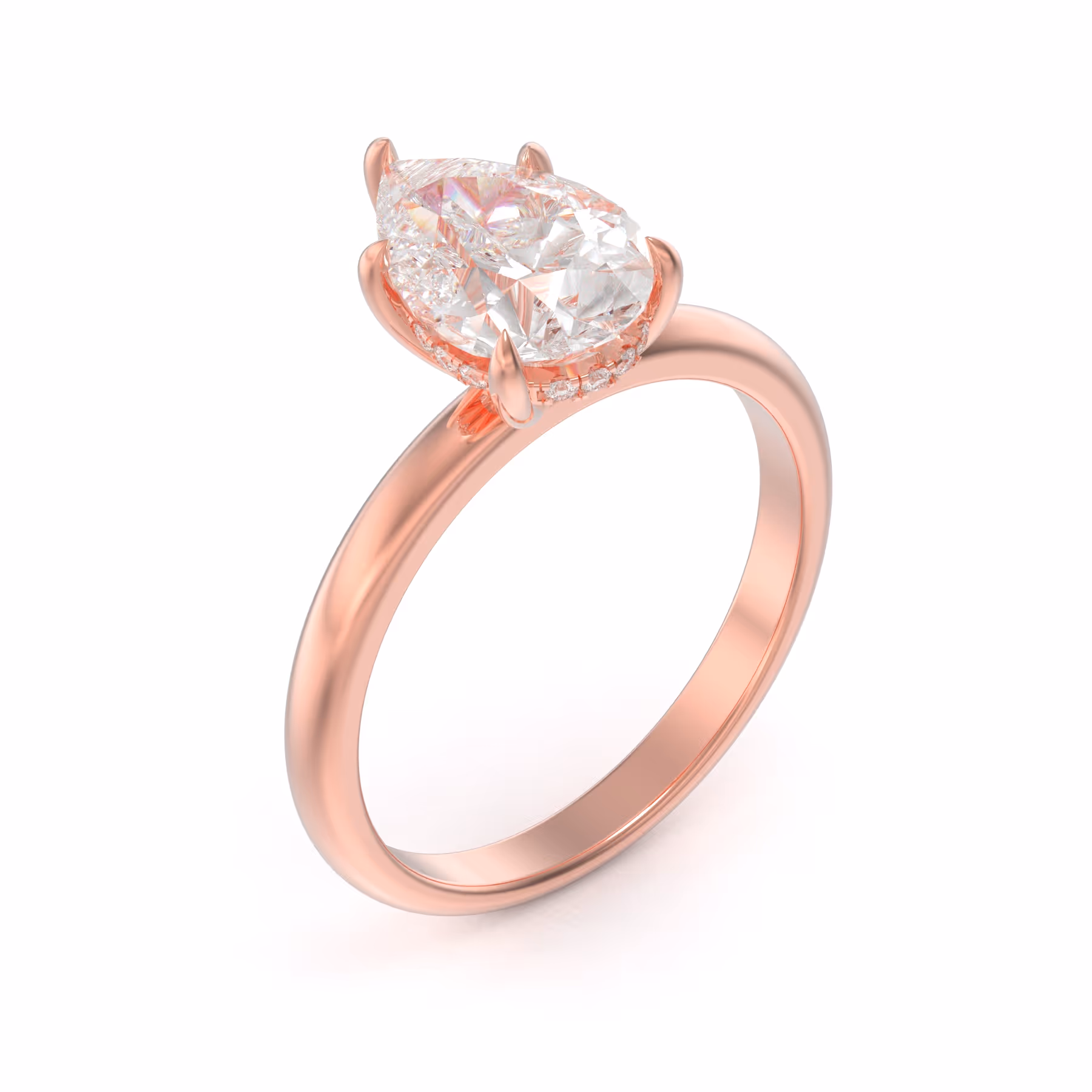 Pear Hidden Halo đá Moissanite