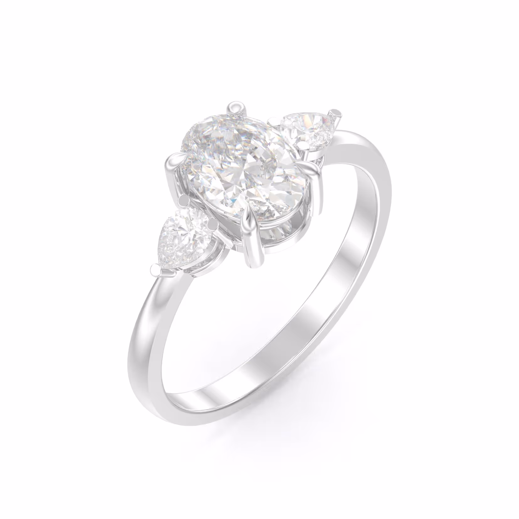 3-Stone Oval Đá Moissanite