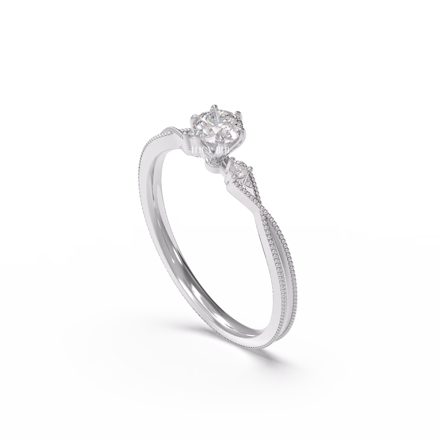 Three-stone Twist Pave Kim Cương Tự Nhiên