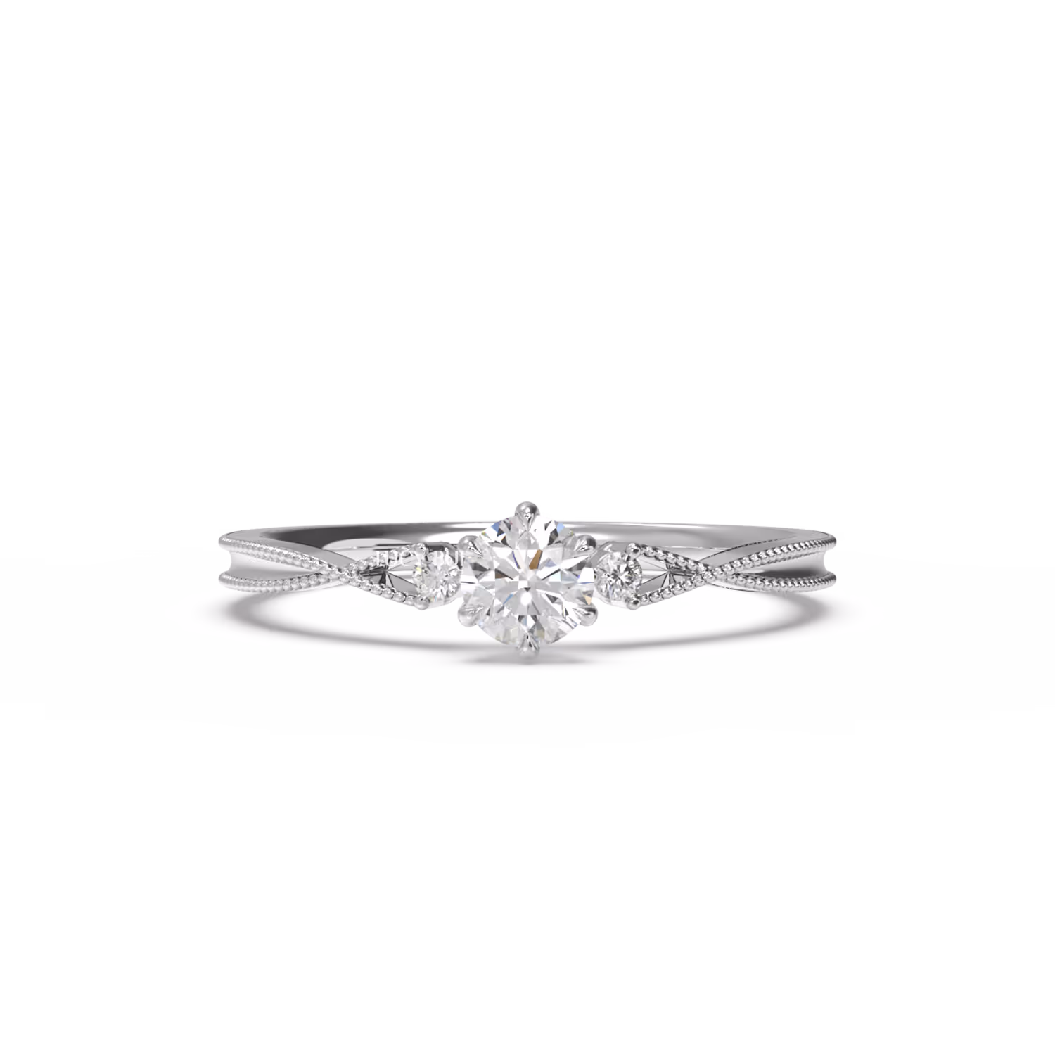 Three-stone Twist Pave Kim Cương Tự Nhiên