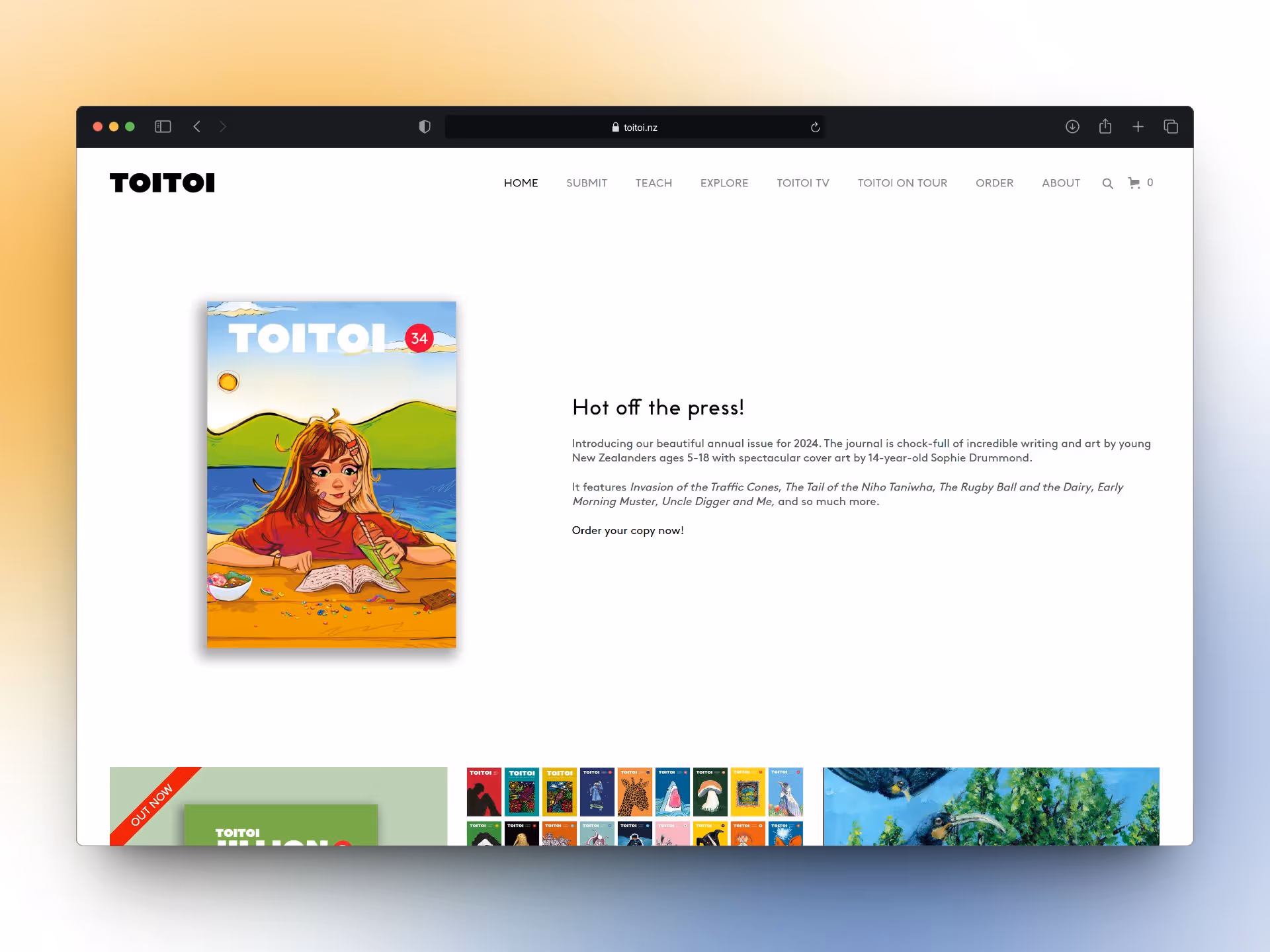 A screenshot of the Toitoi website.